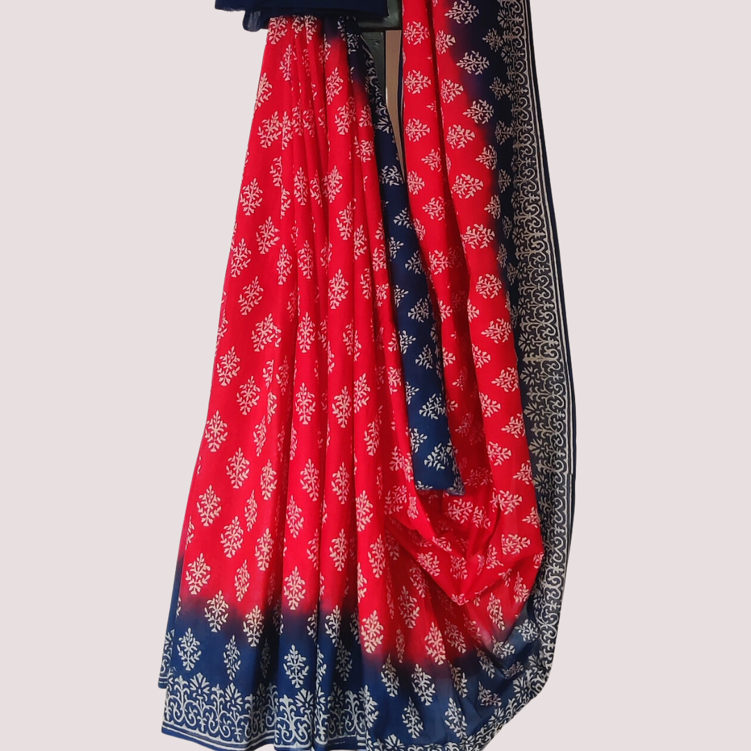 Handblock Print Mul Cotton Saree