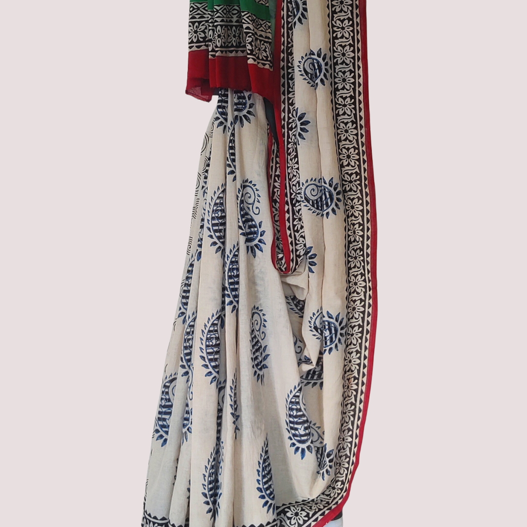 Handblock Print Mul Cotton Saree