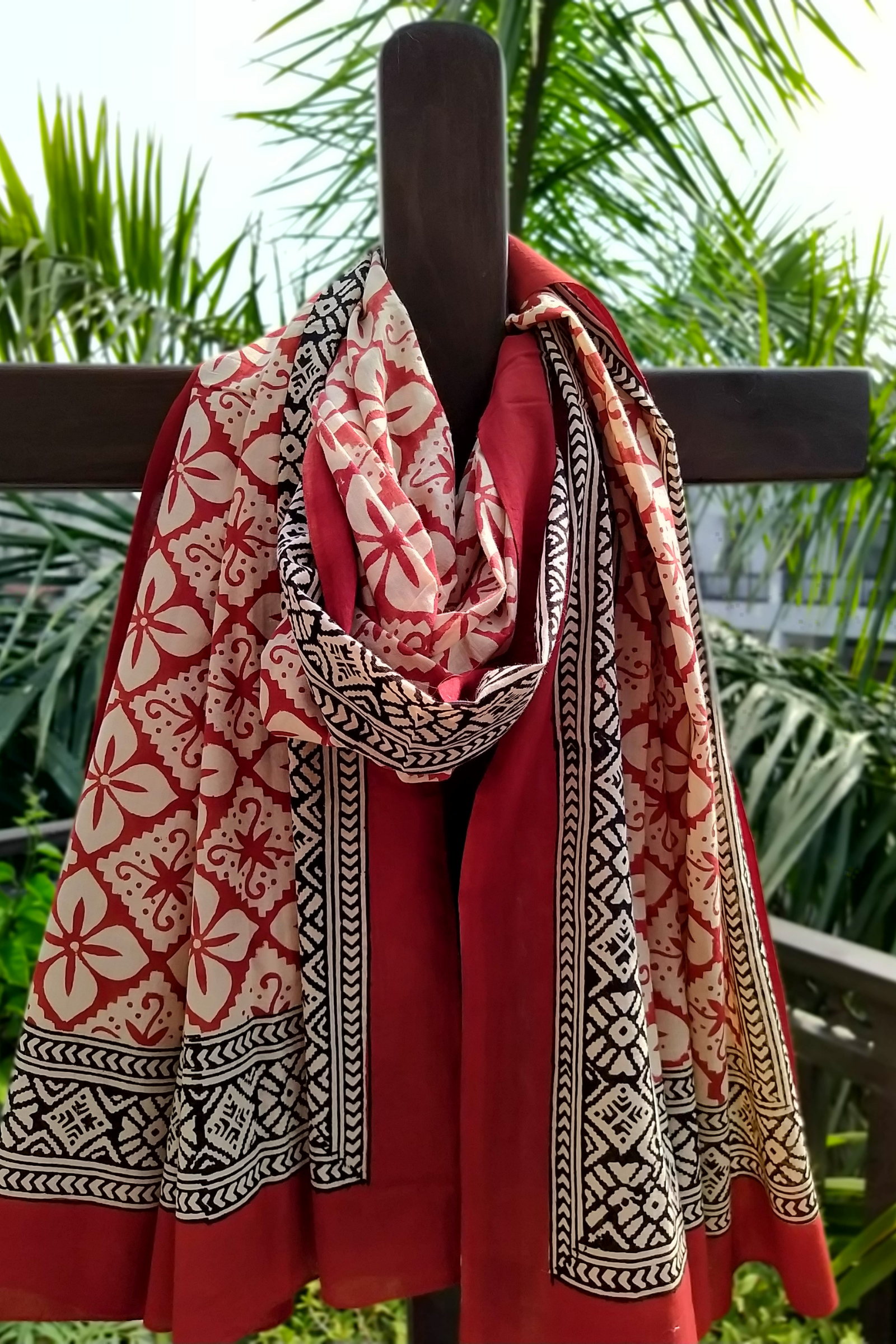 Red Color Pure Cotton Sarong