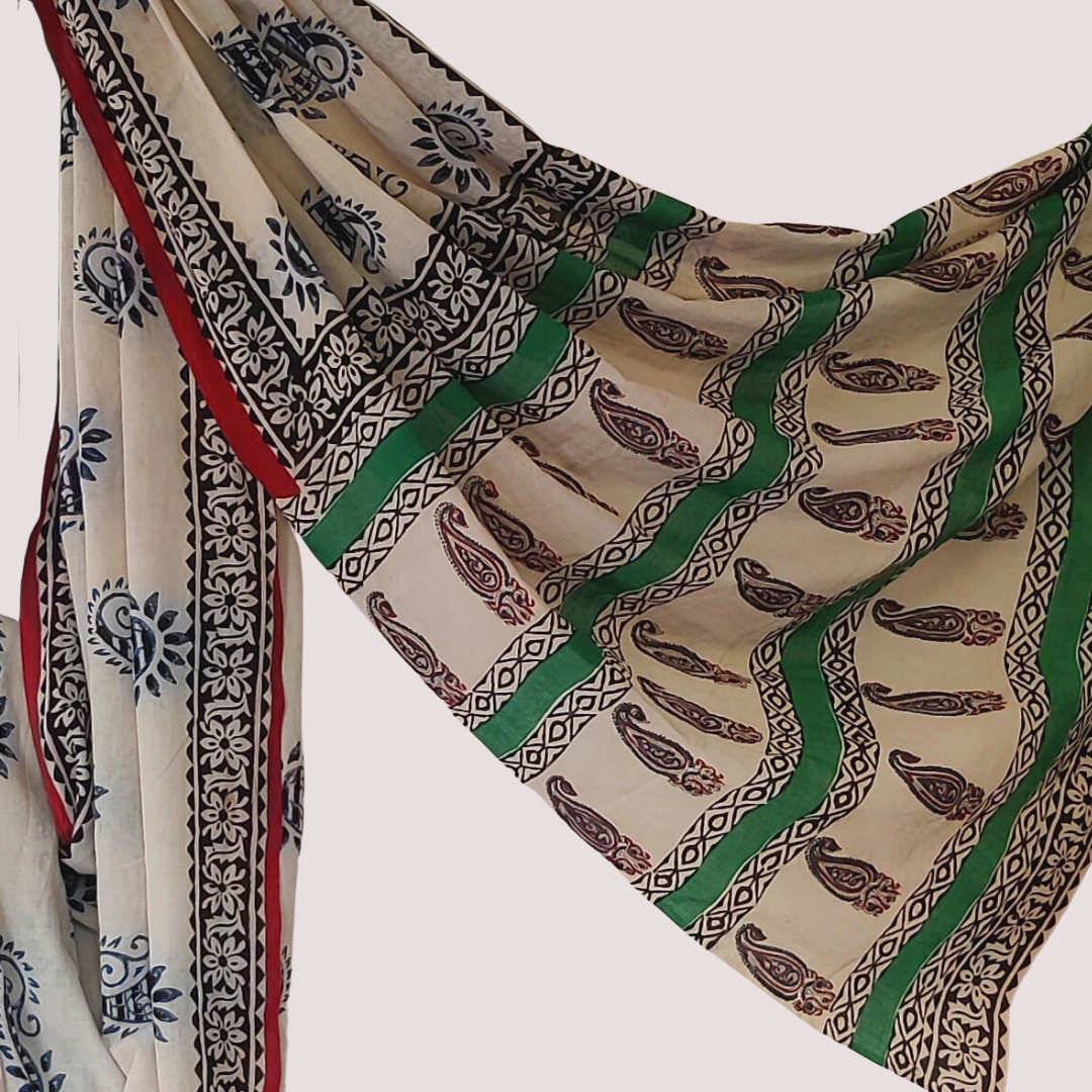 Handblock Print Mul Cotton Saree