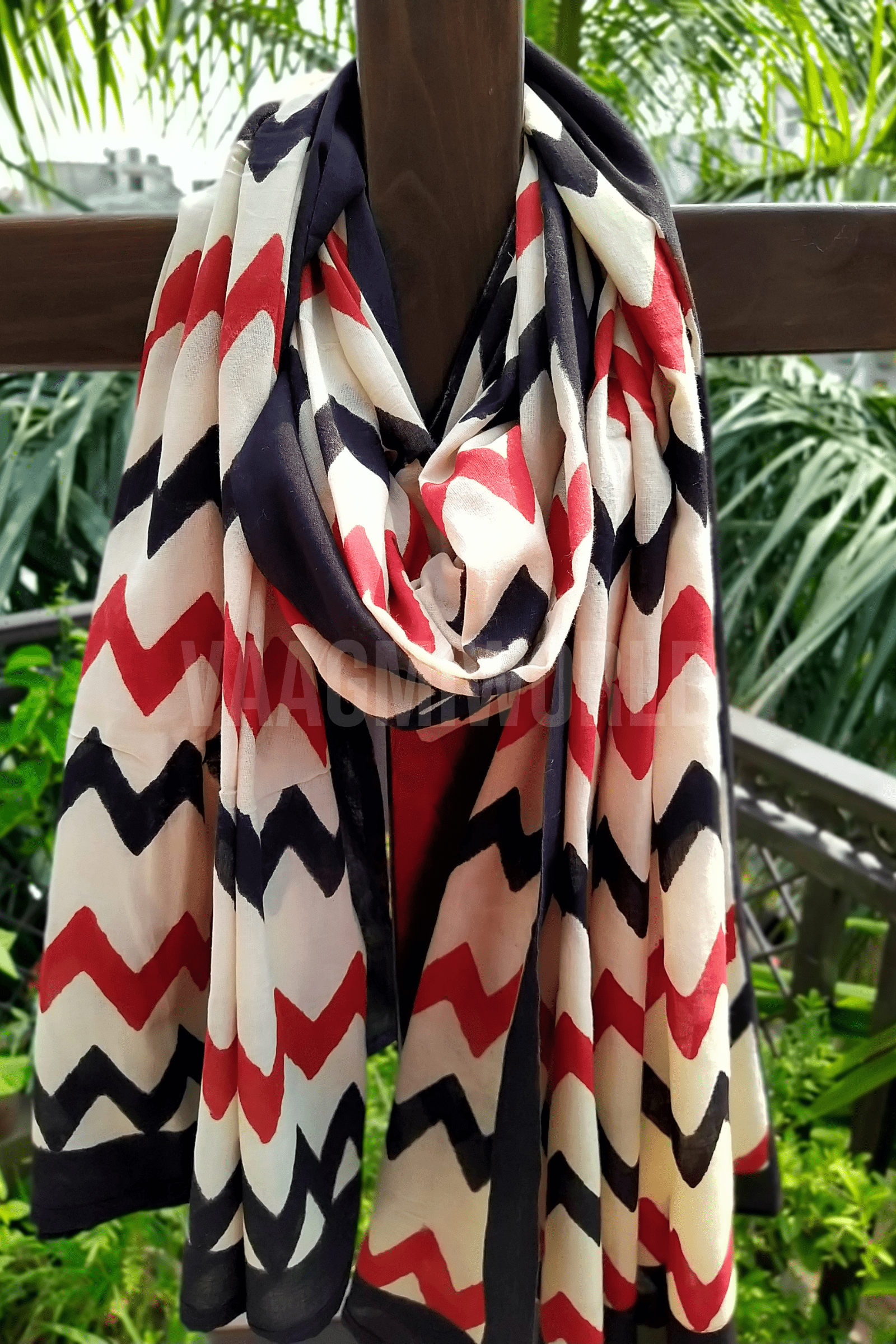 Narmada Wave Hand Blockprint Sarong