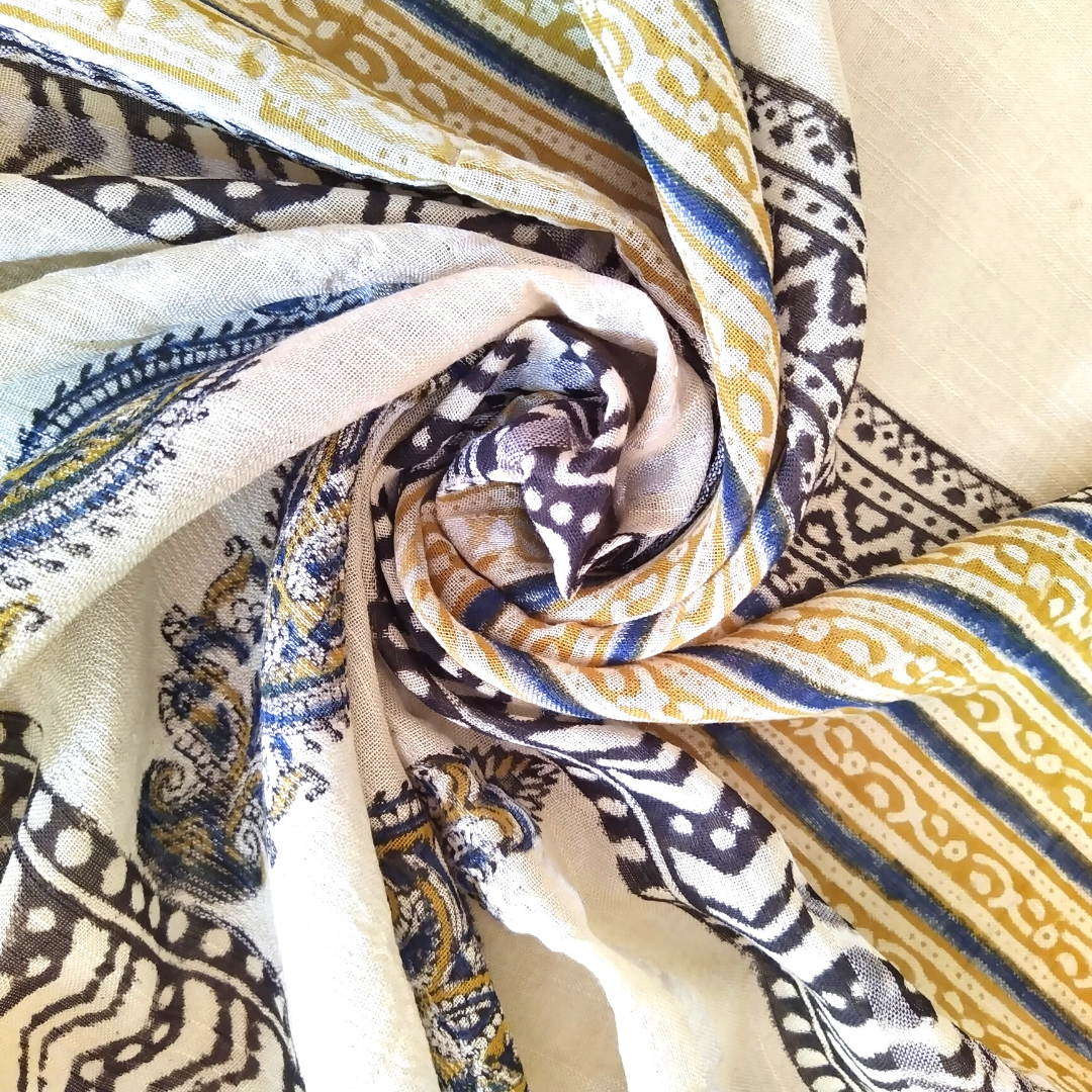 VAAGMI WORLD LINE COTTON THE CONCH HANDBLOCK PRINT SAREE