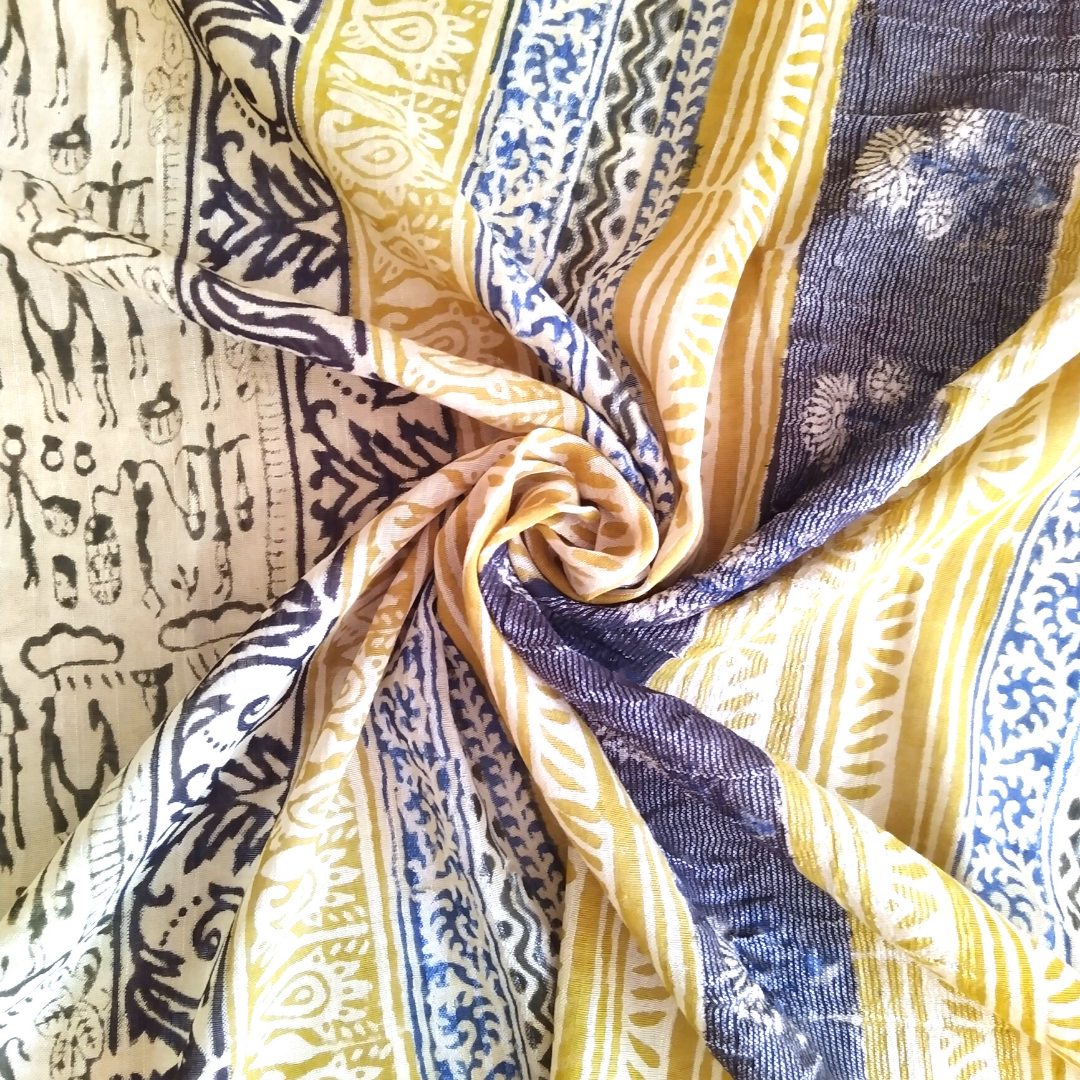 VAAGMI WORLD LINE COTTON THE TRIBE HANDBLOCK PRINT SAREE