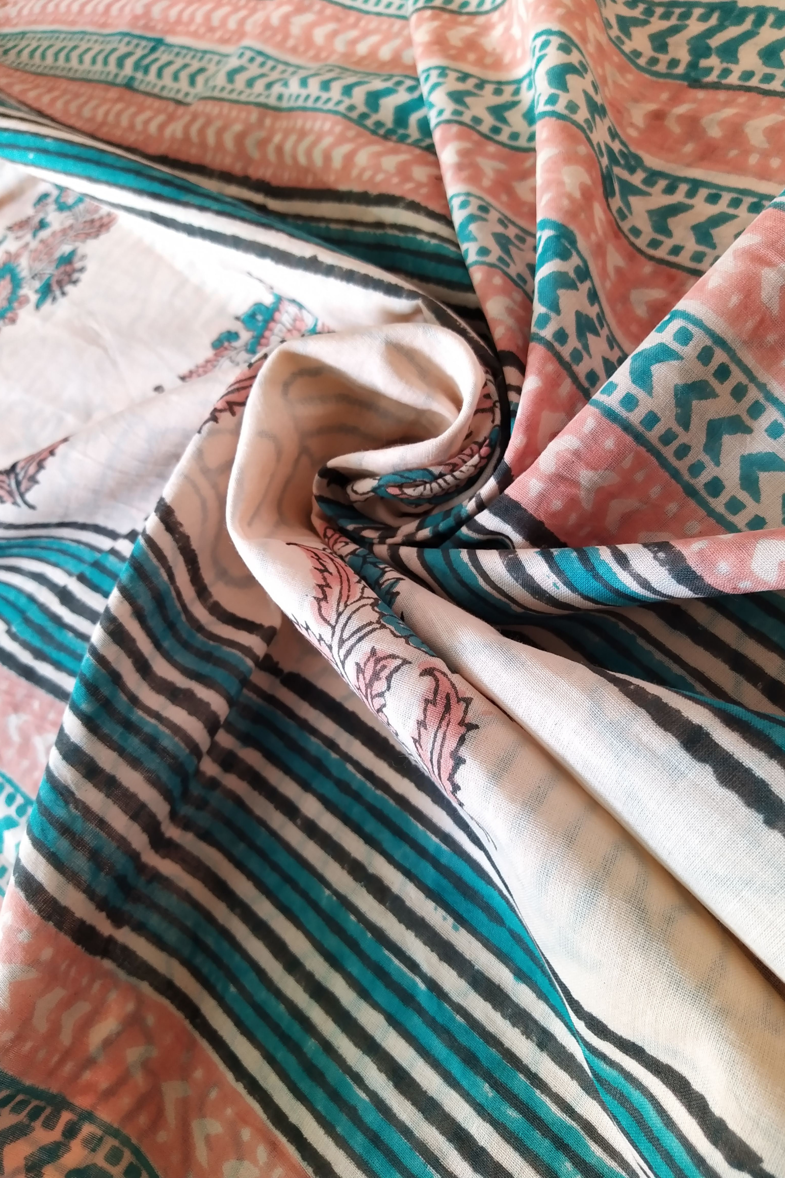 Pankhudi Handblock Printed Mul Cotton Saree Vaagmi World