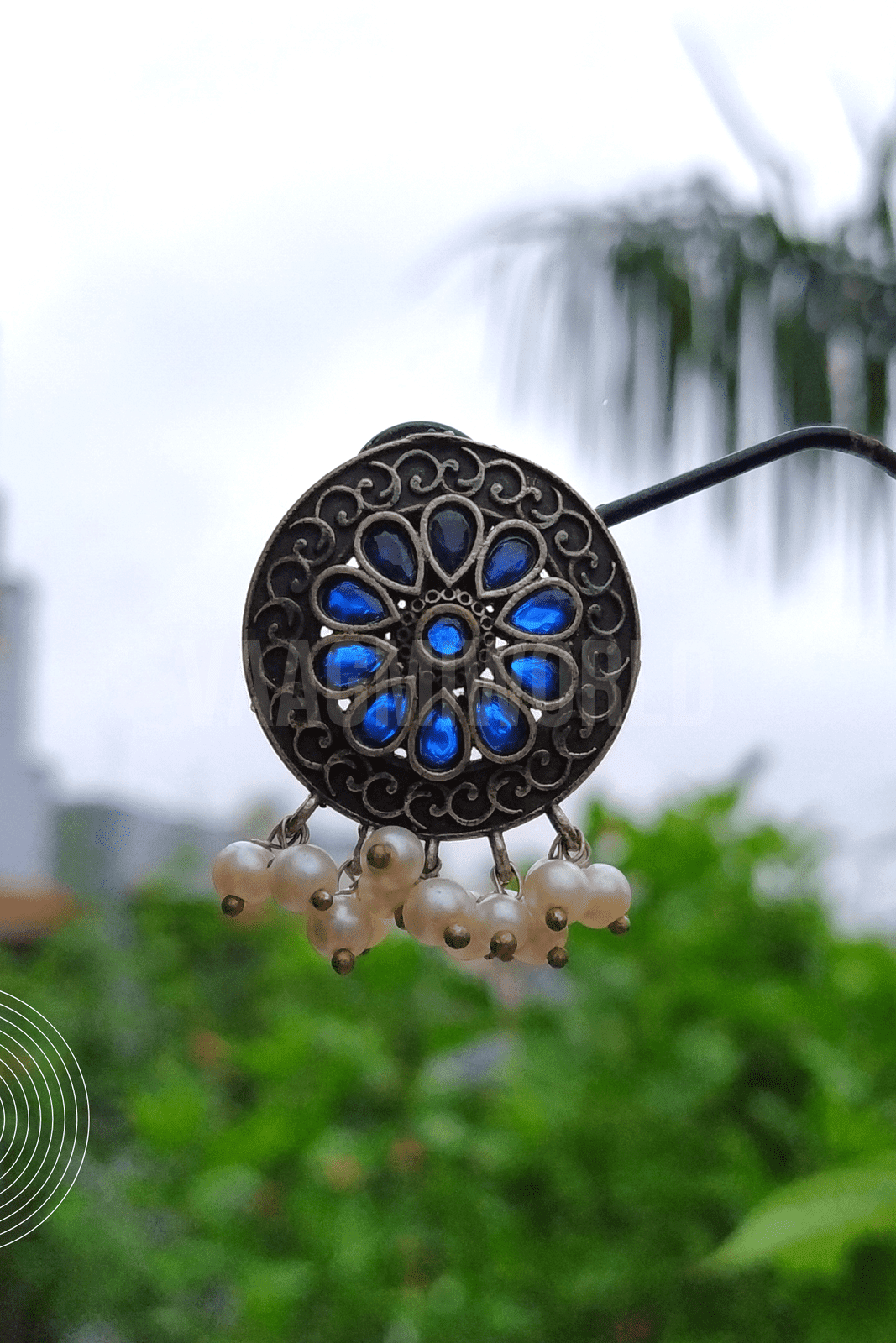 CHAITRAVI Silver Oxidized Stud