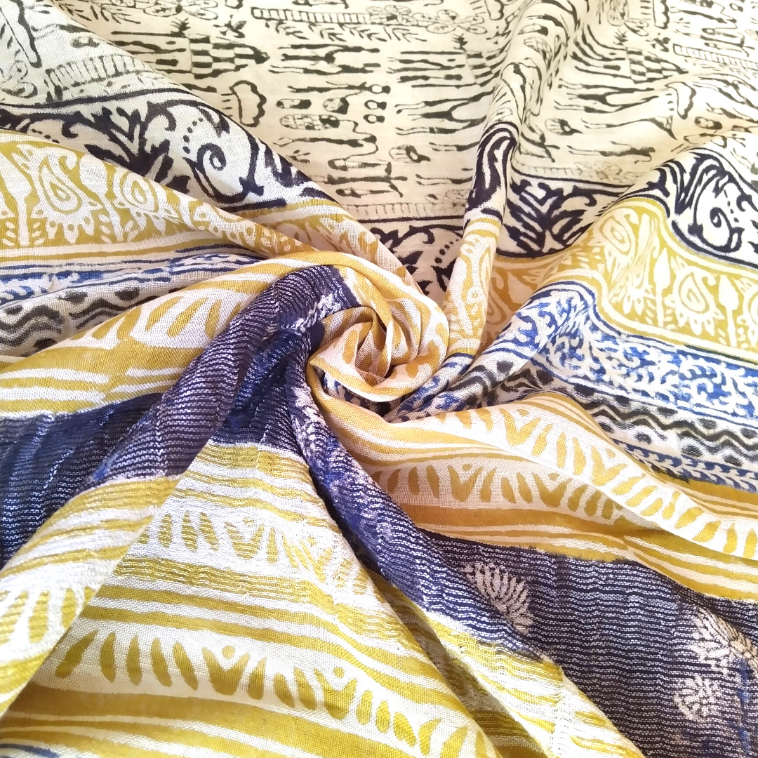 VAAGMI WORLD LINE COTTON THE TRIBE HANDBLOCK PRINT SAREE