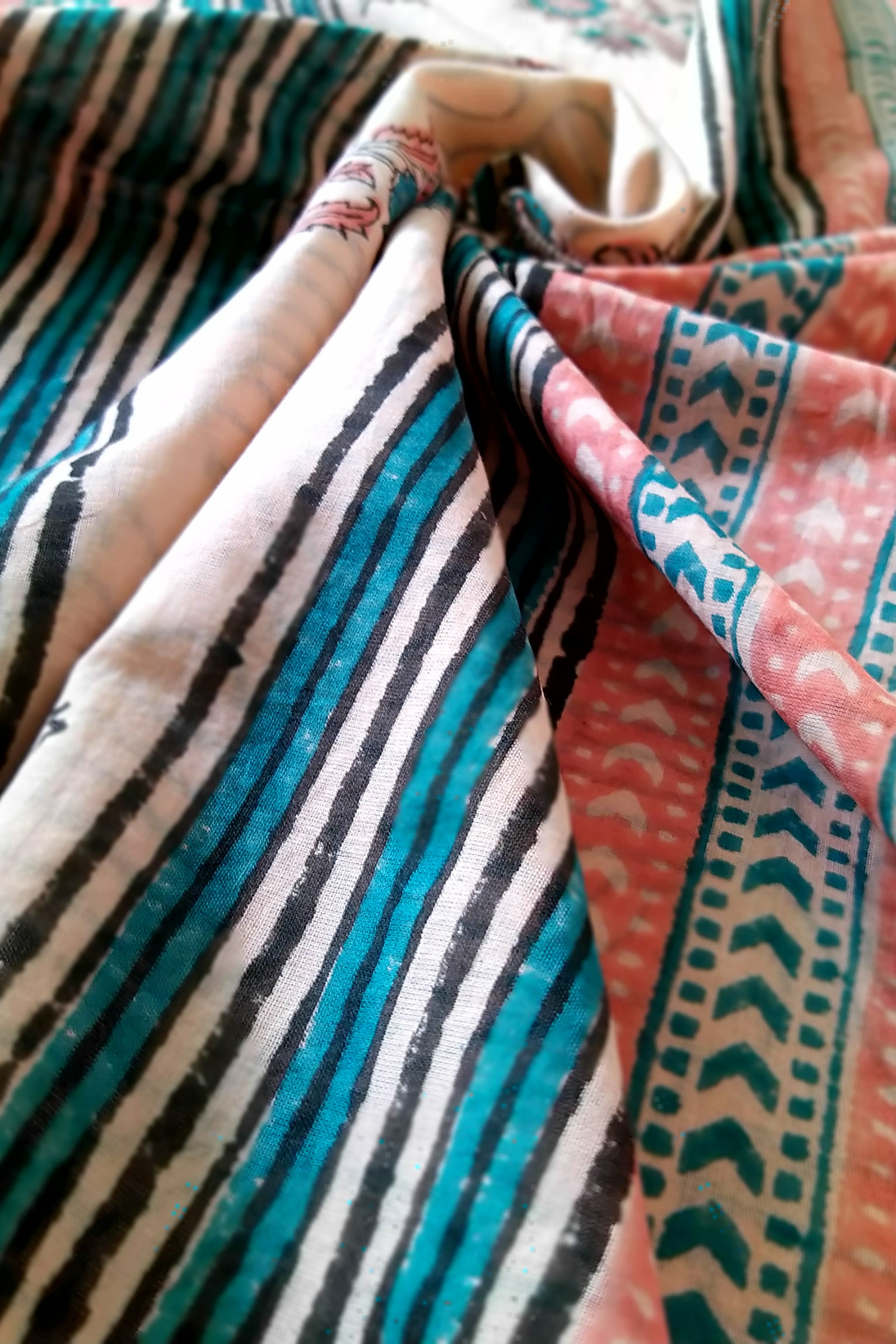 Pankhudi Handblock Printed Mul Cotton Saree Vaagmi World