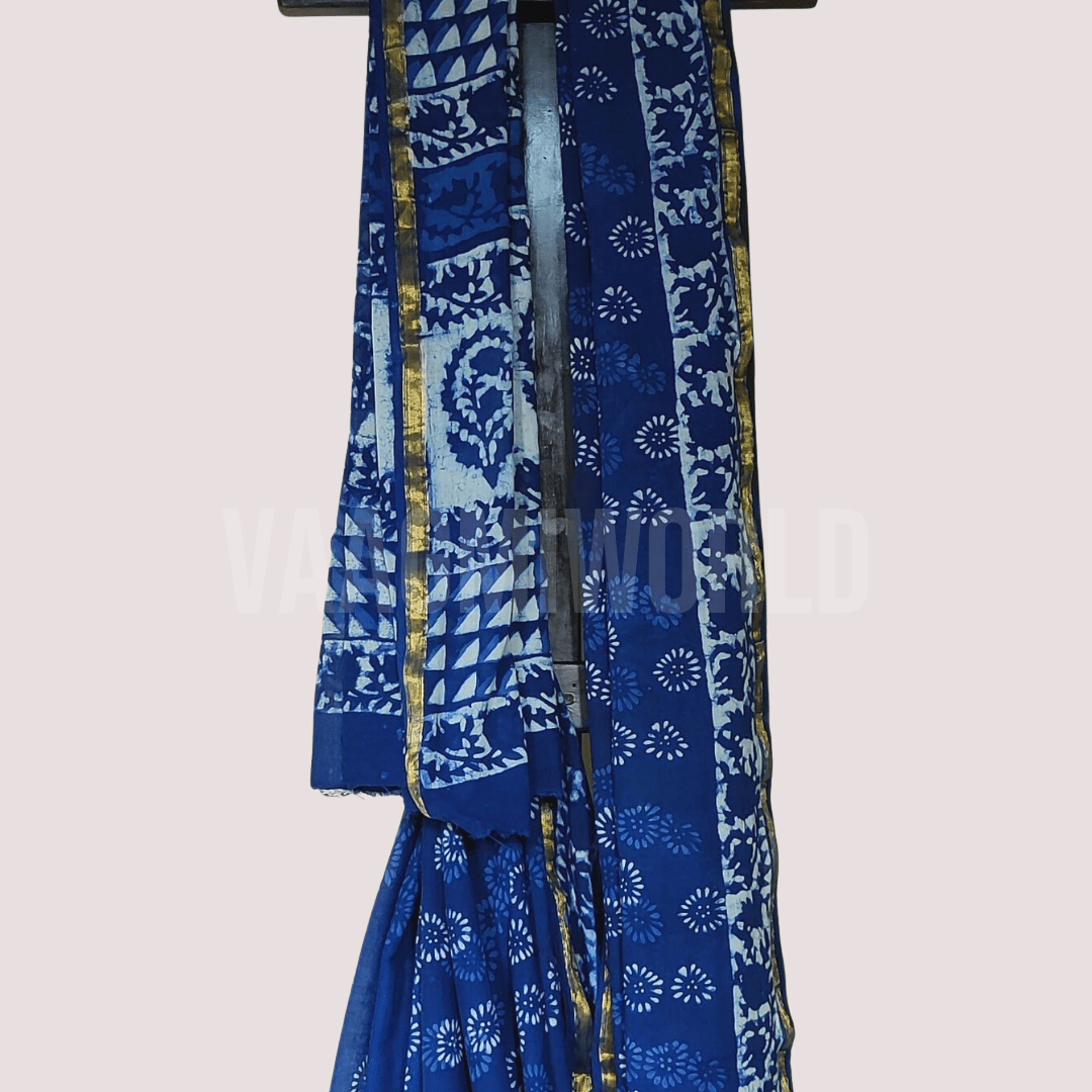 Handblock Print Mul Cotton Saree