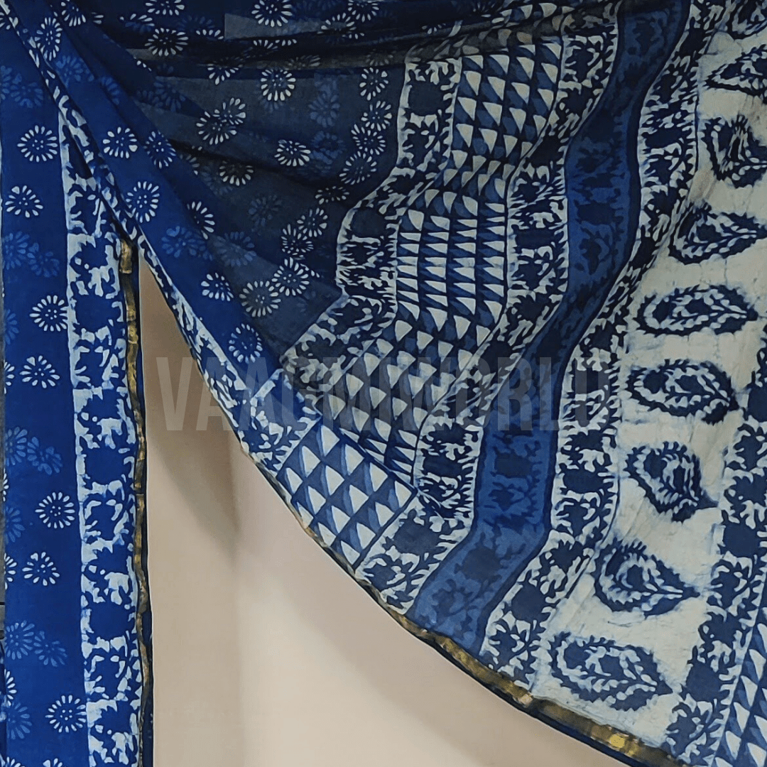 Handblock Print Mul Cotton Saree