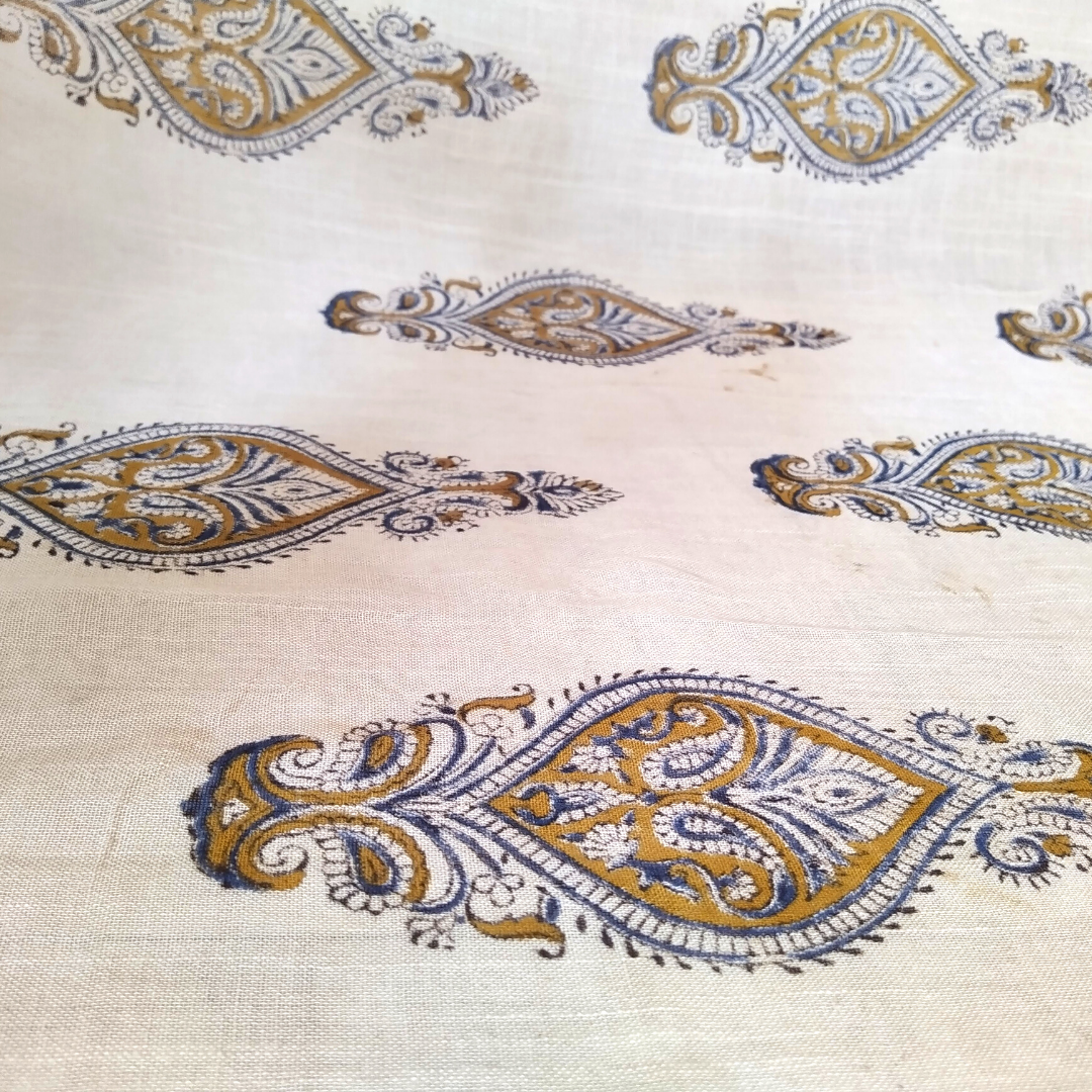 VAAGMI WORLD LINE COTTON THE CONCH HANDBLOCK PRINT SAREE