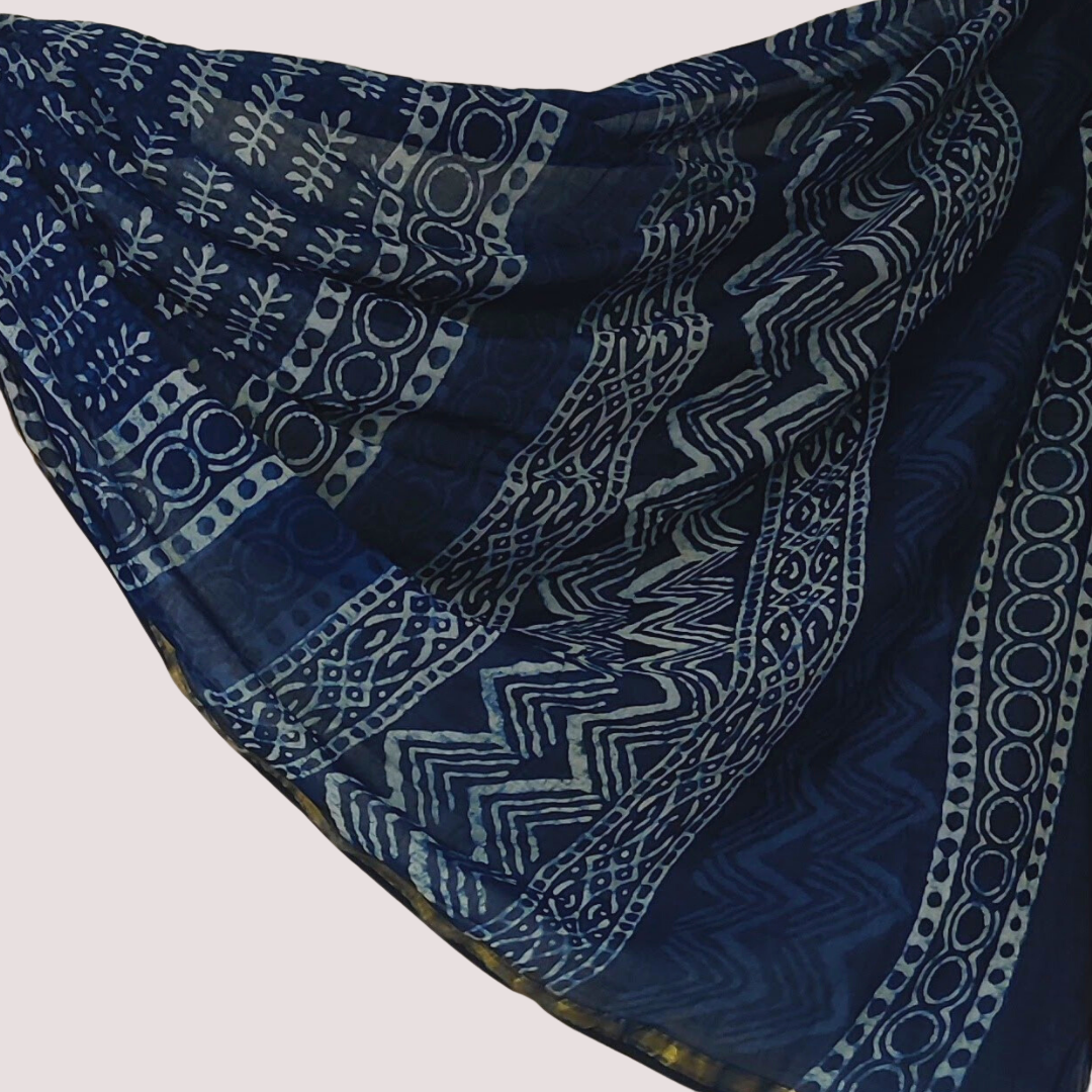 Handblock Print Mul Cotton Saree