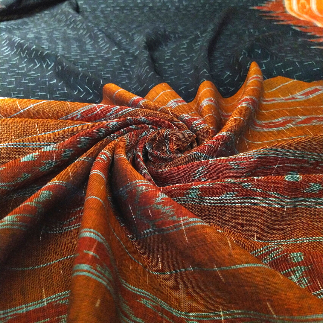 Black Ocean Soft Cotton Handloom Saree Vaagmi world