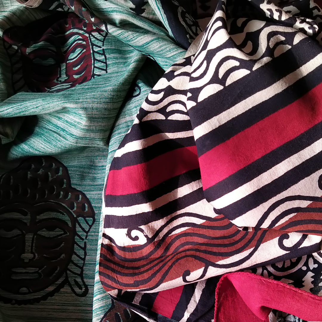 PEACE Block Printed Mul Cotton Saree