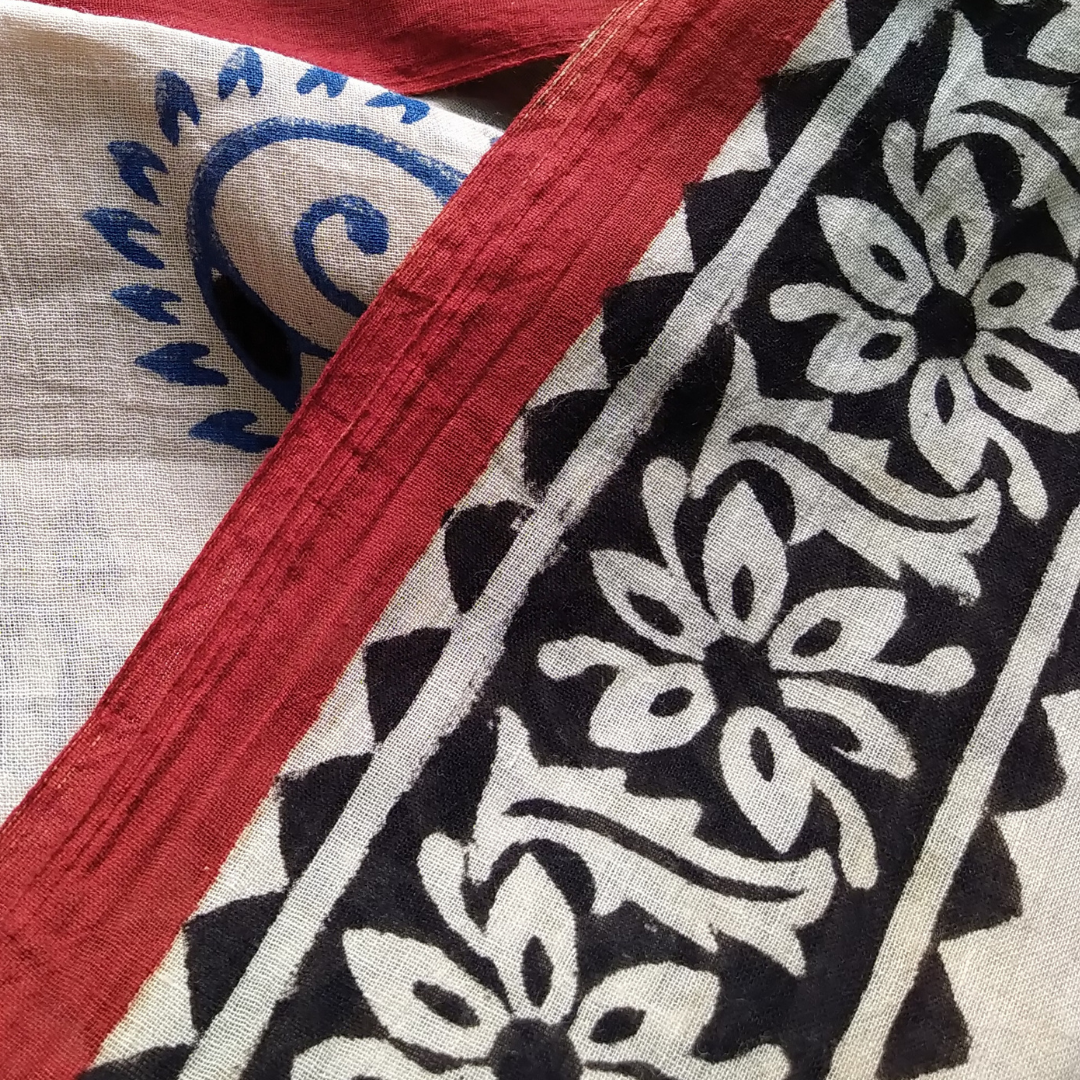 Vaagmi World Handblock Print Mul Cotton Saree