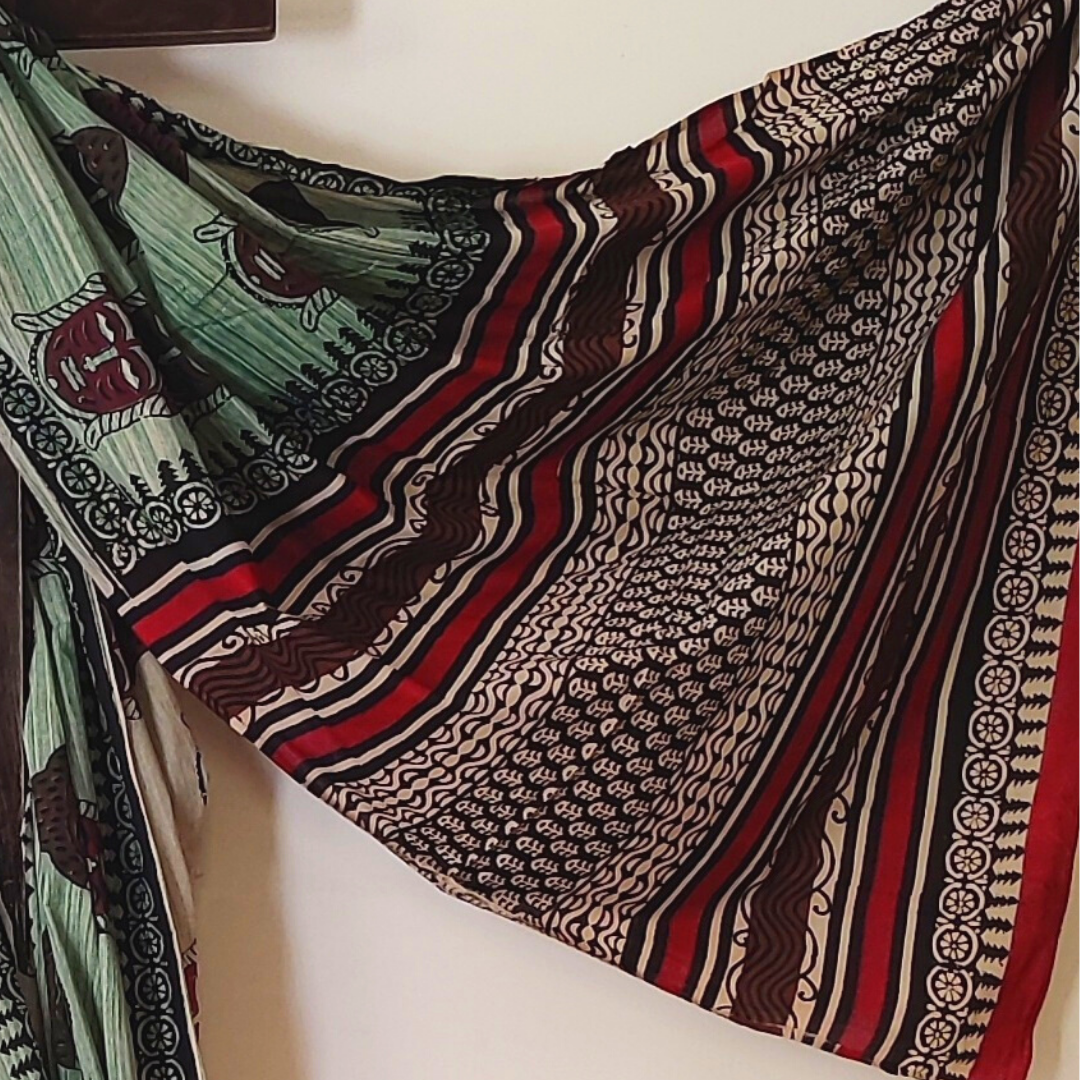 PEACE Block Printed Mul Cotton Saree