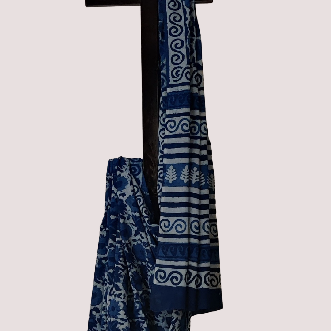Handblock Print Mul Cotton Saree