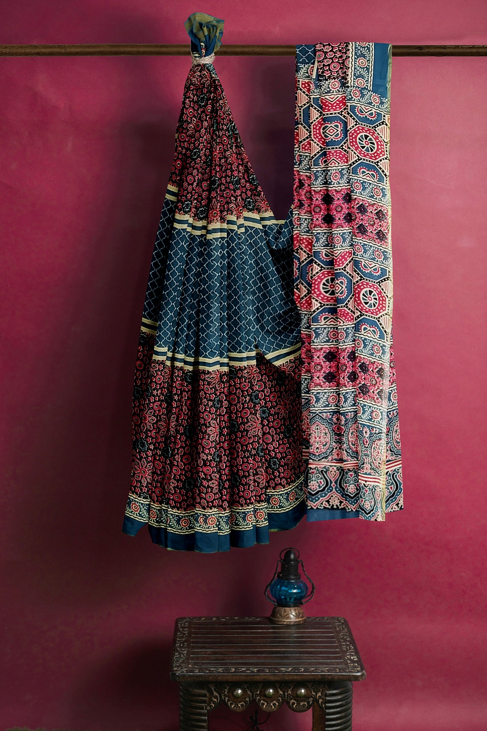 AABHA Block Printed Mul Cotton Saree With Sleek Zari Border