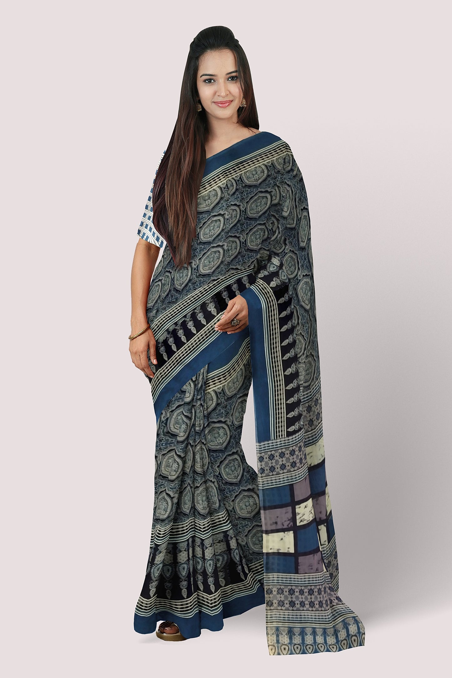 AALIA Block Printed Mul Cotton Saree
