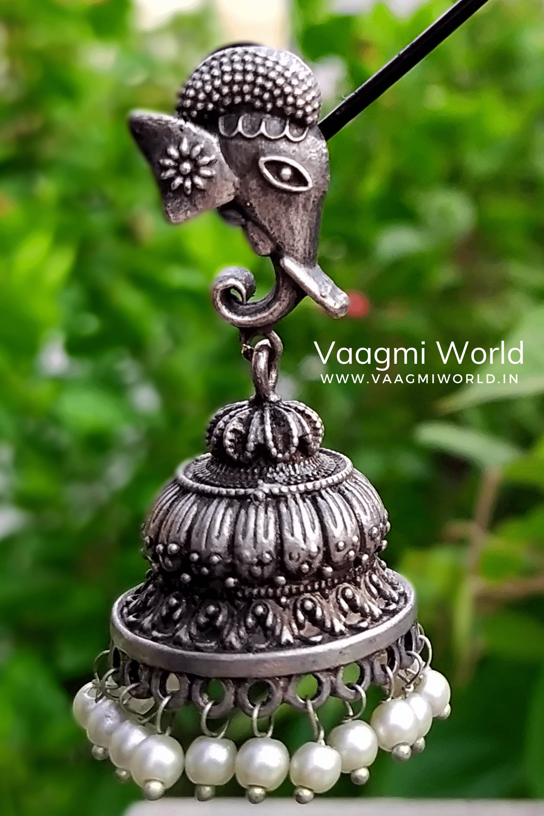 Aradhya Silver Oxidized Jhumka