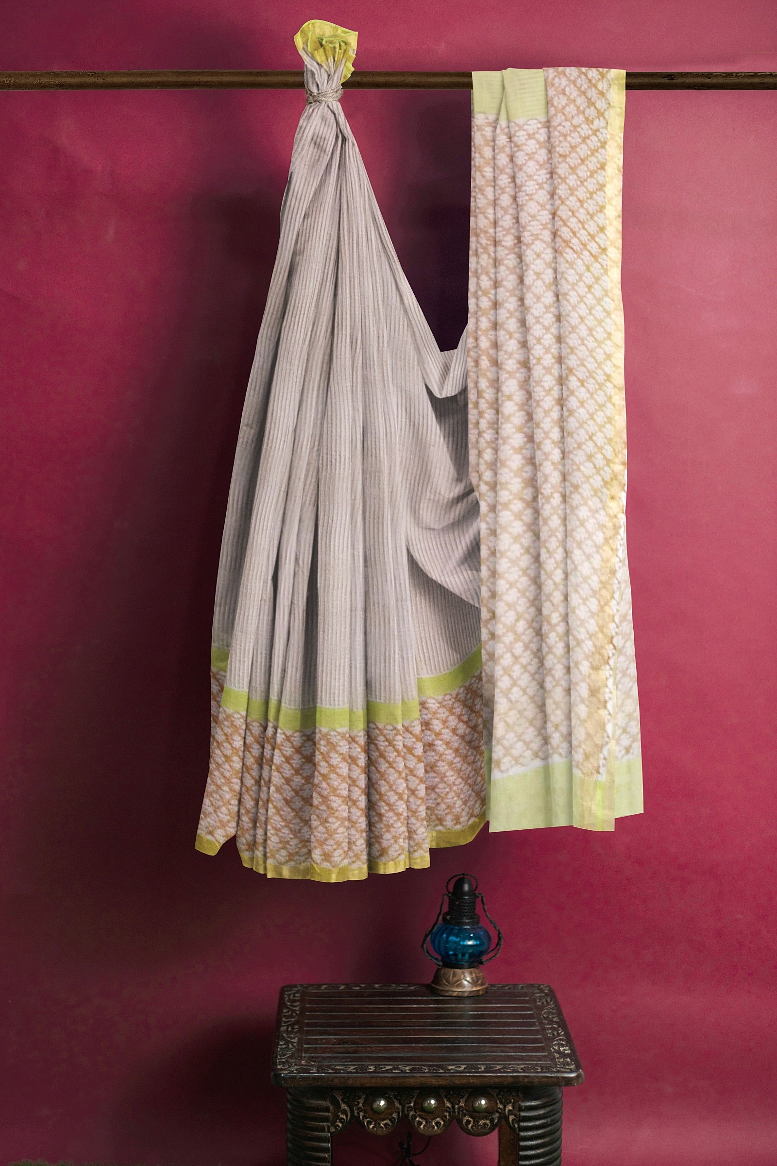 Autumn Handblock Printed Kota Doria Saree Vaagmi World