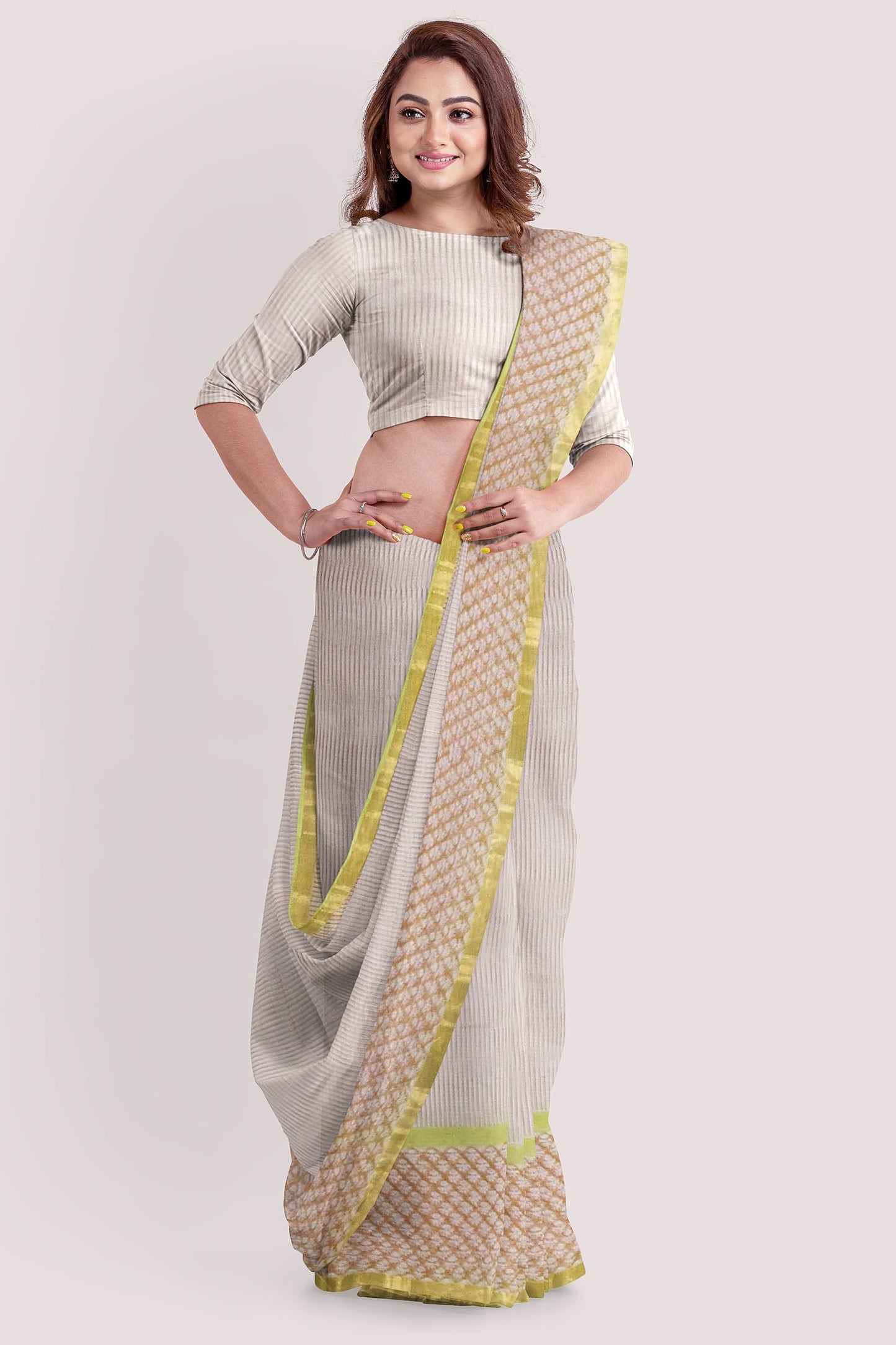 Autumn Handblock Printed Kota Doria Saree Vaagmi World