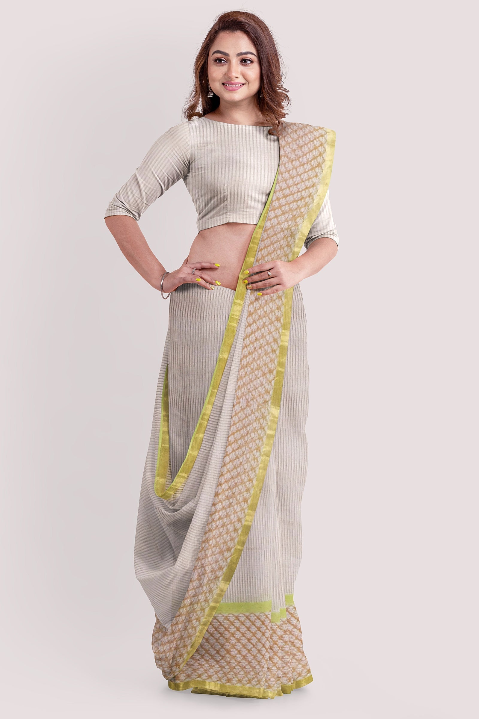 Autumn Handblock Printed Kota Doria Saree Vaagmi World