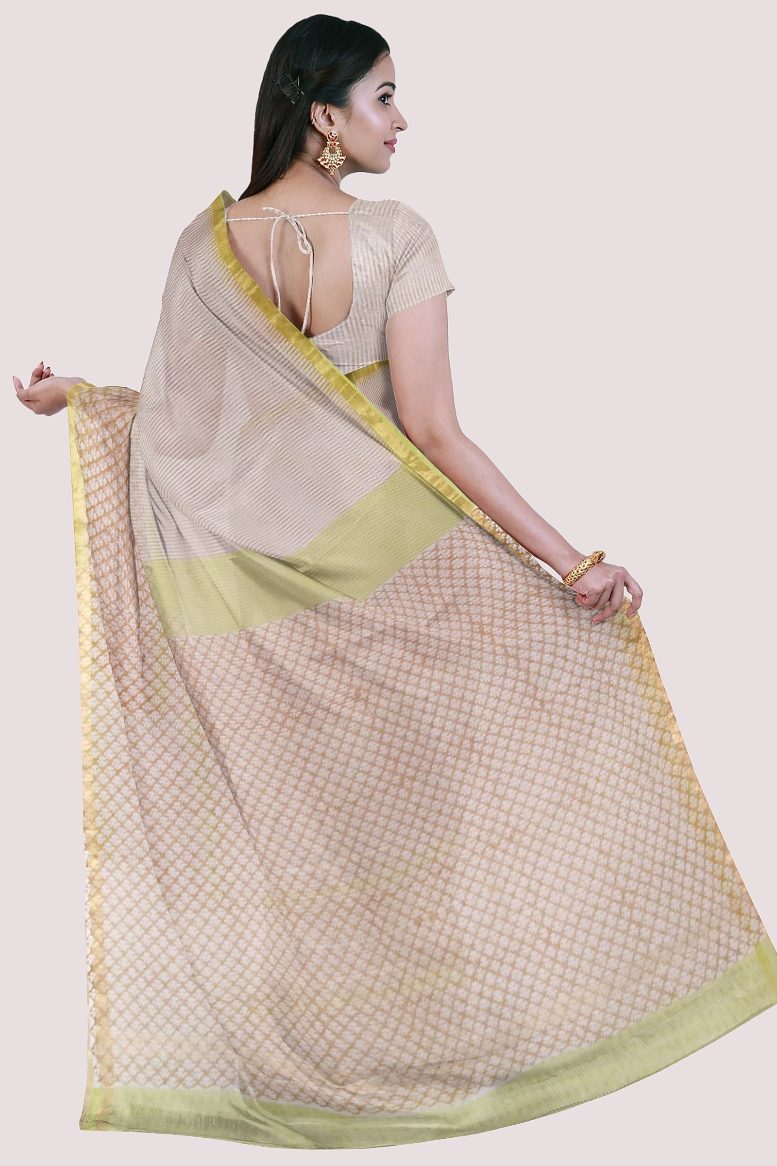 Autumn Handblock Printed Kota Doria Saree Vaagmi World