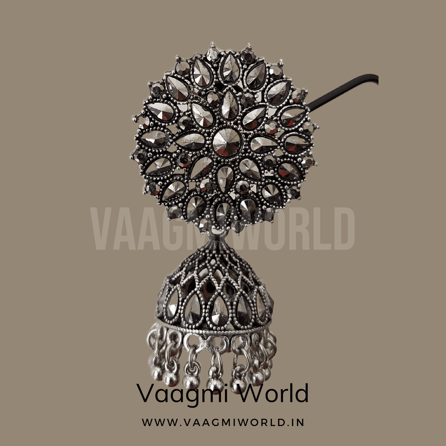 Vaagmi World AANYA Silver Oxidized Jhumki