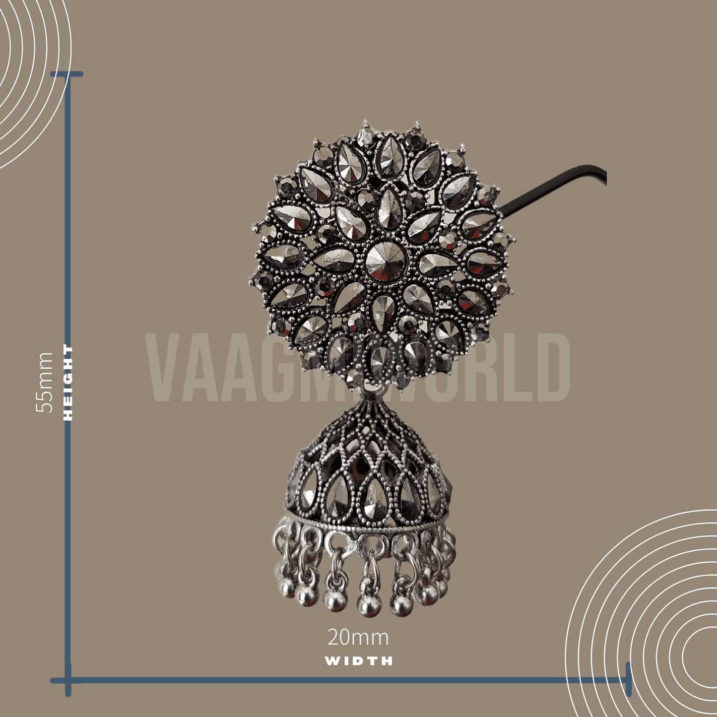 Vaagmi World AANYA Silver Oxidized Jhumki
