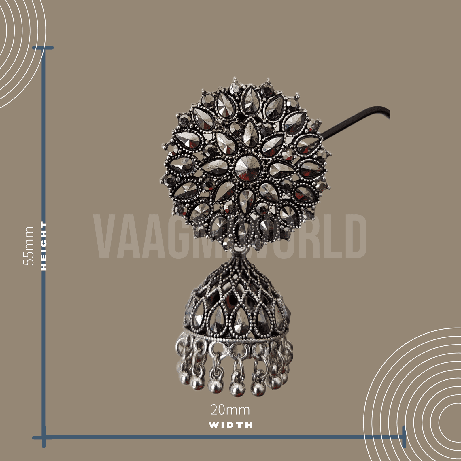 Vaagmi World AANYA Silver Oxidized Jhumki