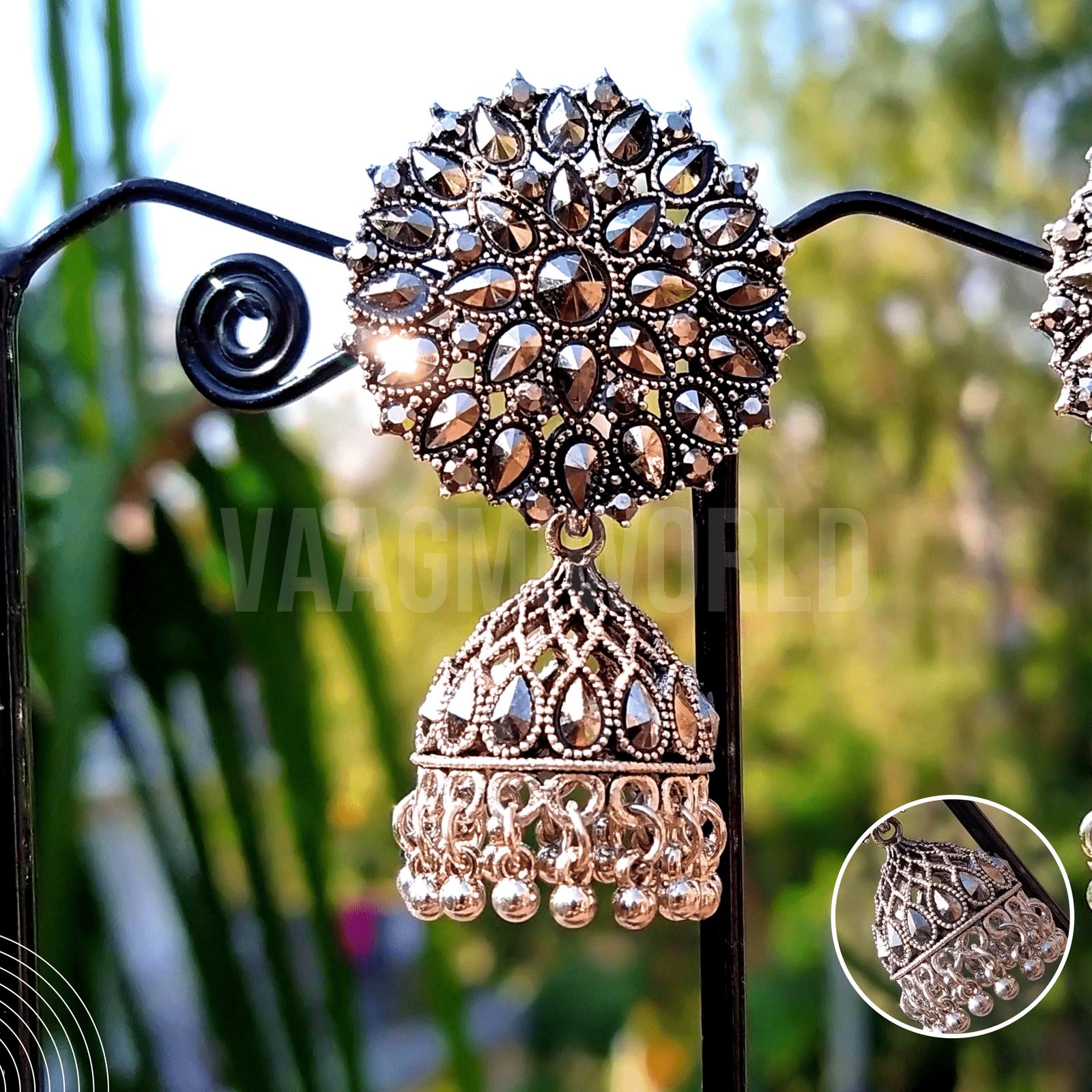 Aanya Silver Oxidized Jhumka Vaagmi World