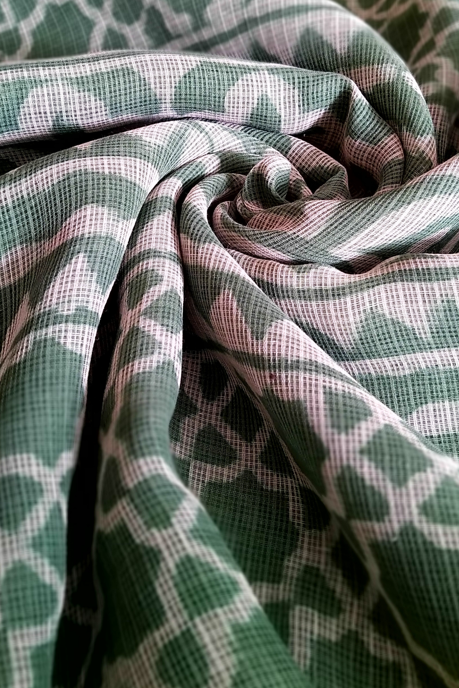 Basil Handblock Printed Kota Doria Saree Vaagmi World