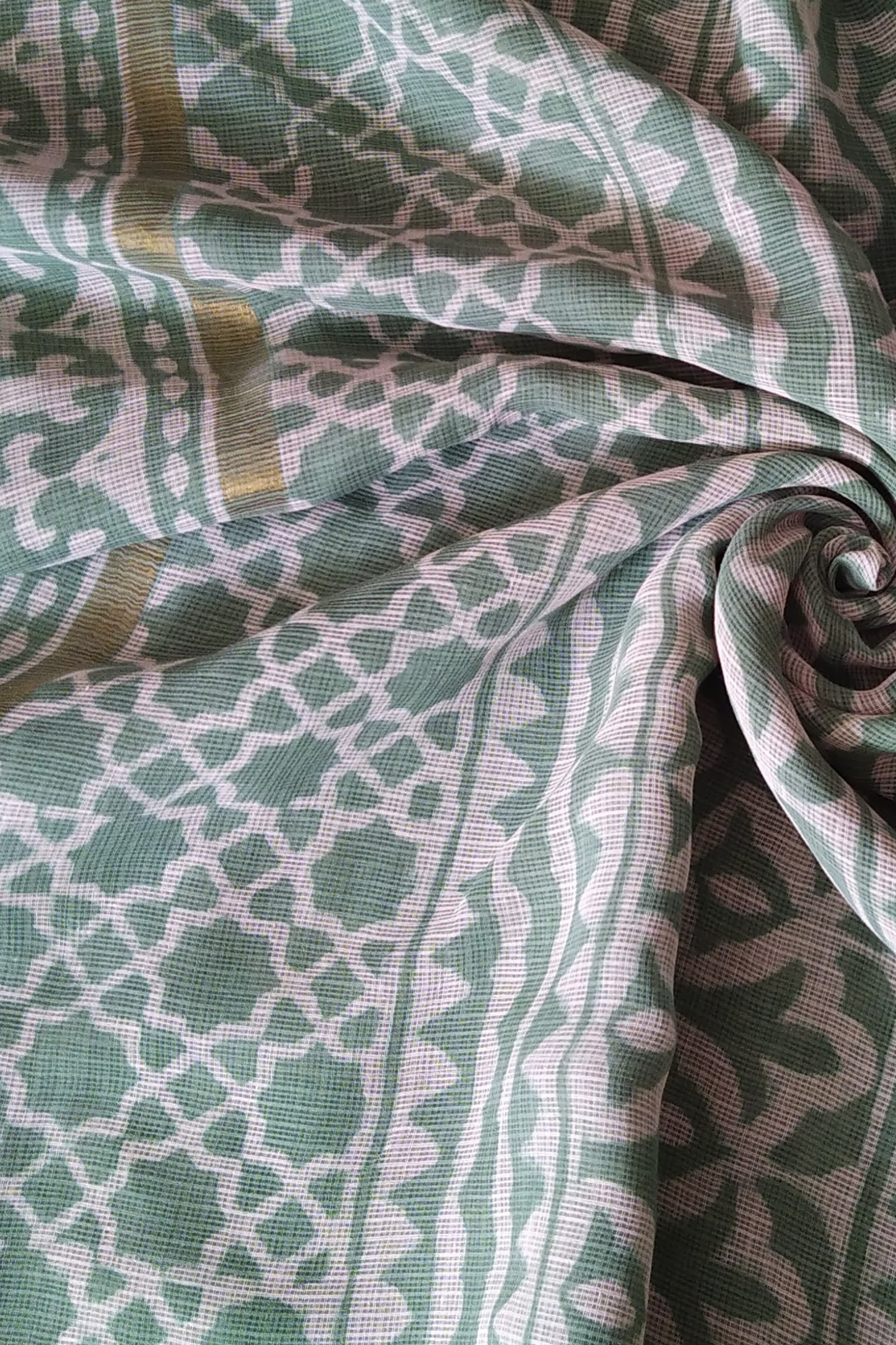 Basil Handblock Printed Kota Doria Saree Vaagmi World