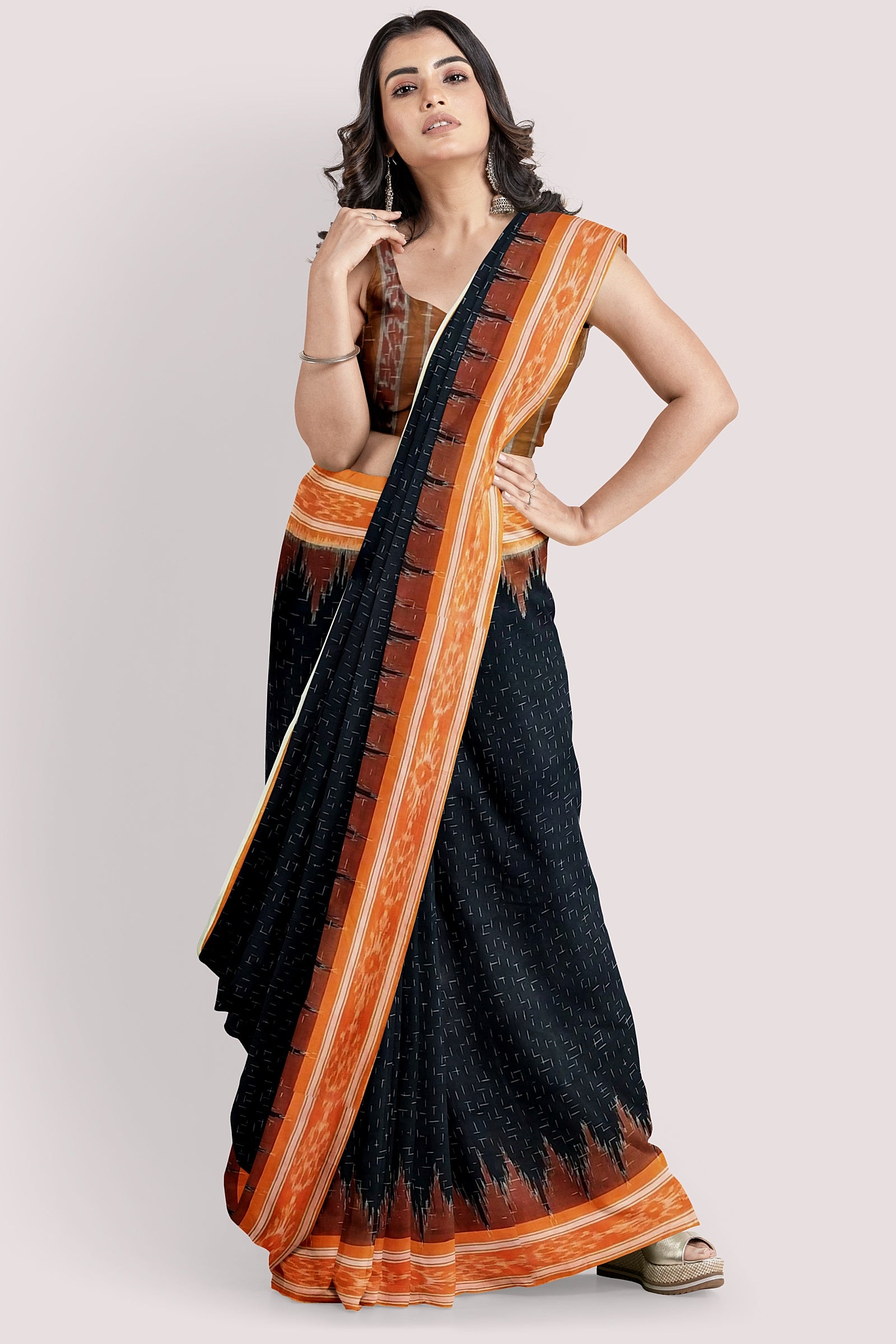 Black Ocean Soft Cotton Handloom Saree Vaagmi world