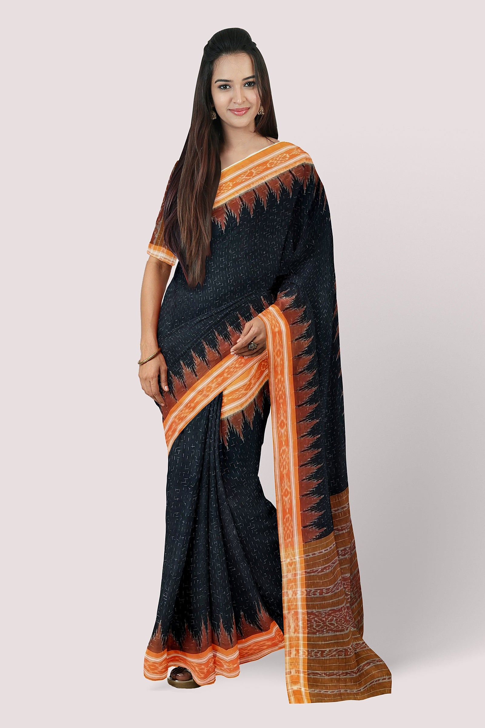 Black Ocean Soft Cotton Handloom Saree Vaagmi world