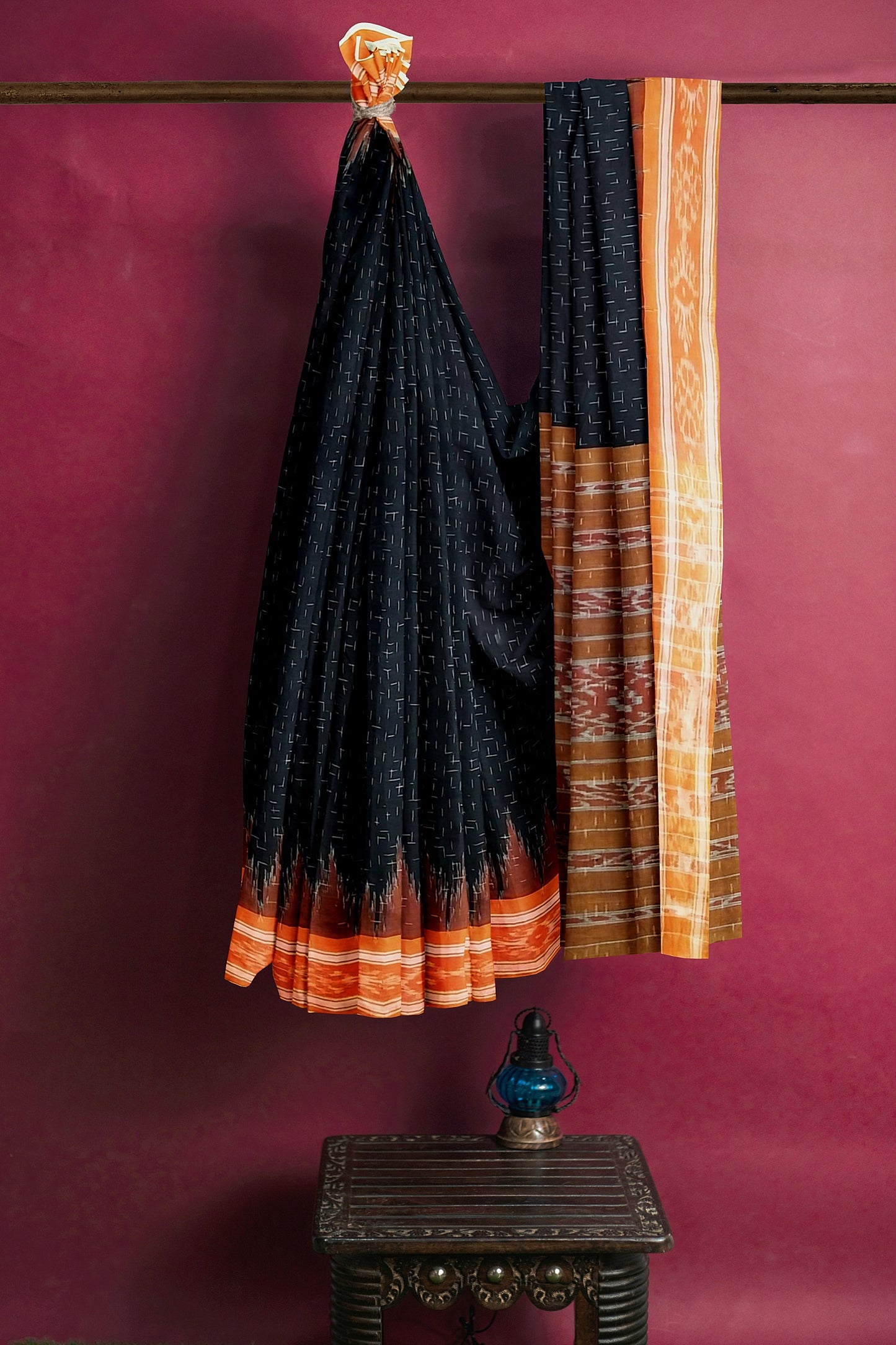 Black Ocean Soft Cotton Handloom Saree Vaagmi world