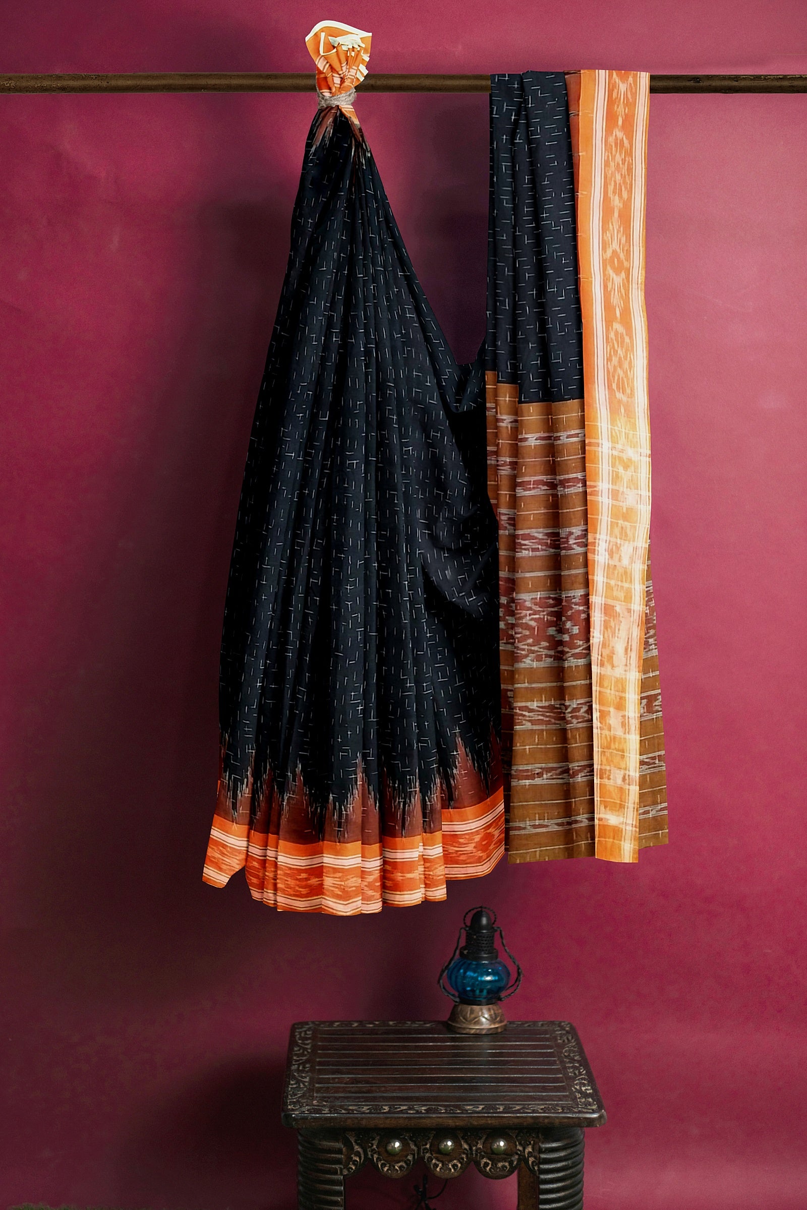 Black Ocean Soft Cotton Handloom Saree Vaagmi world