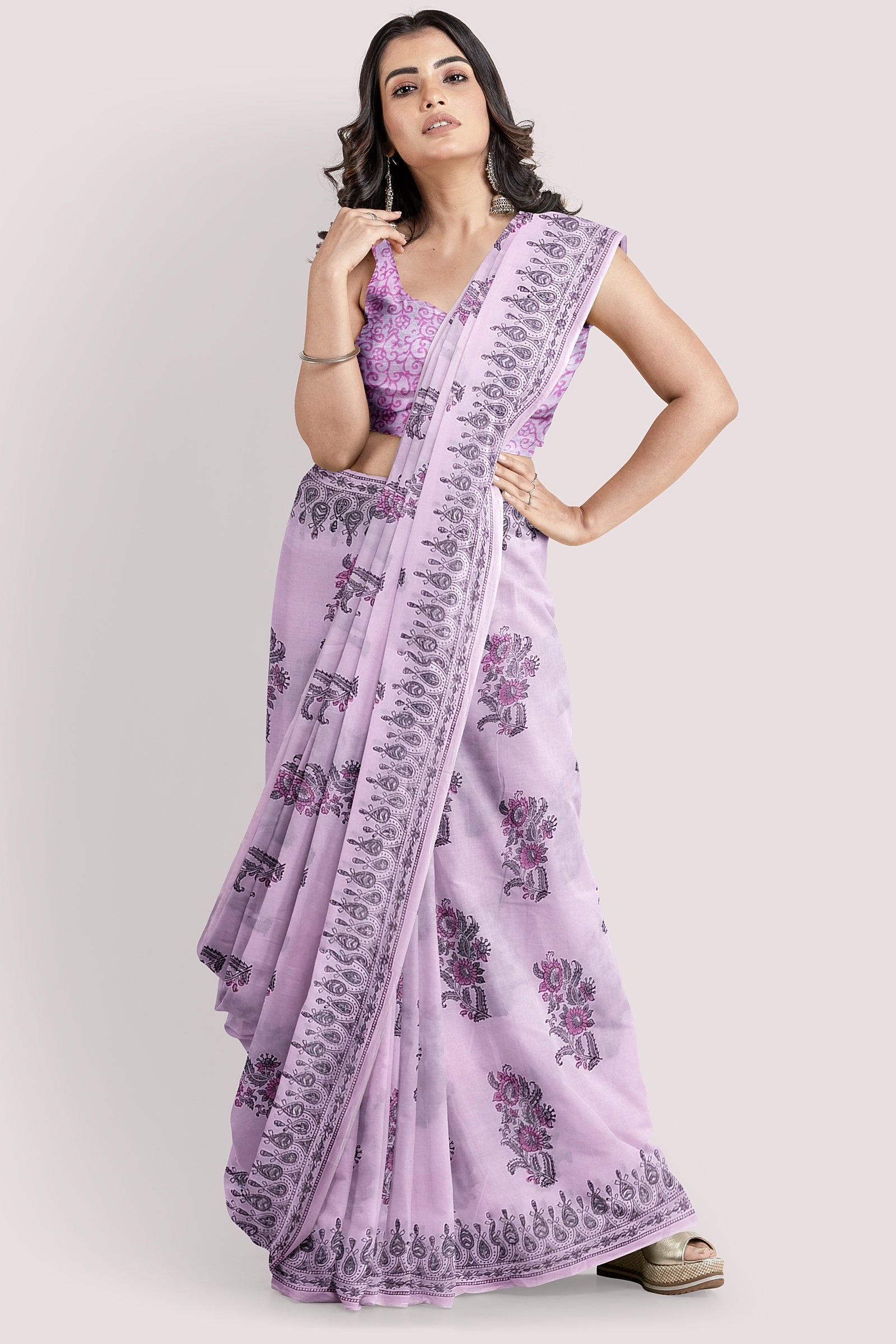 VAAGMI WORLD HANDBLOCK MUL COTTON SAREE