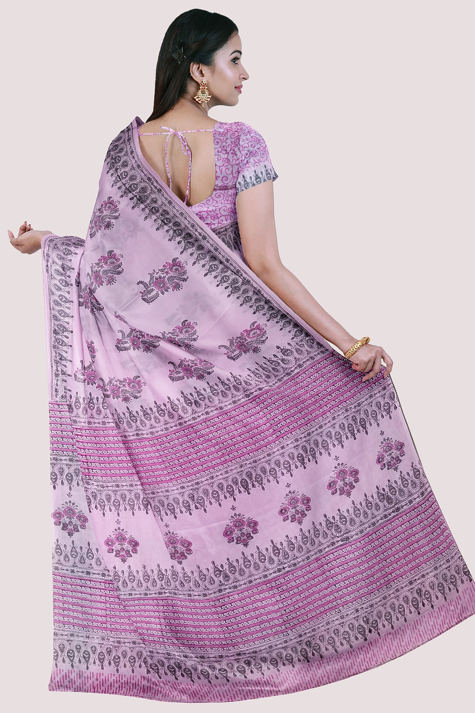 VAAGMI WORLD HANDBLOCK MUL COTTON SAREE