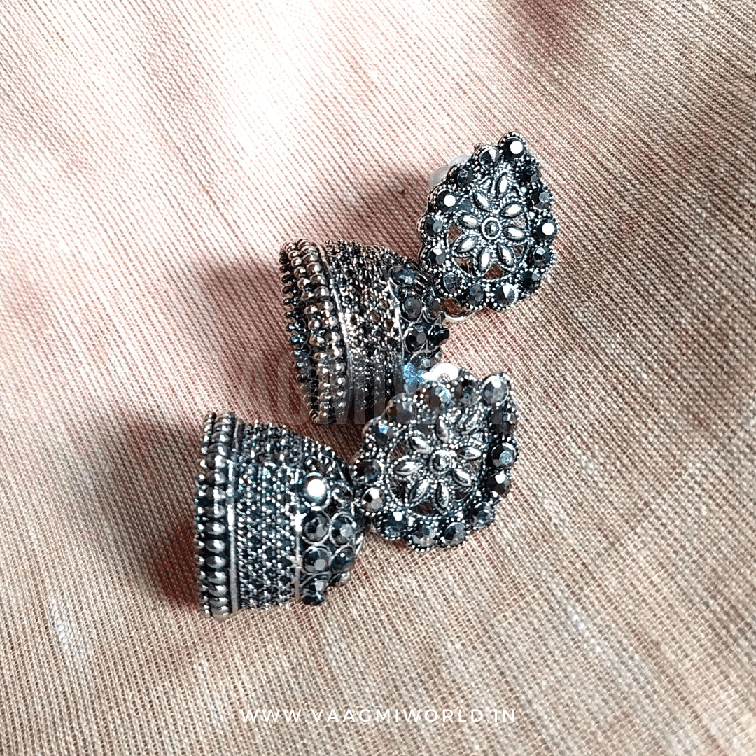 Vaagmi World AADVIKA Silver Oxidized Jhumki