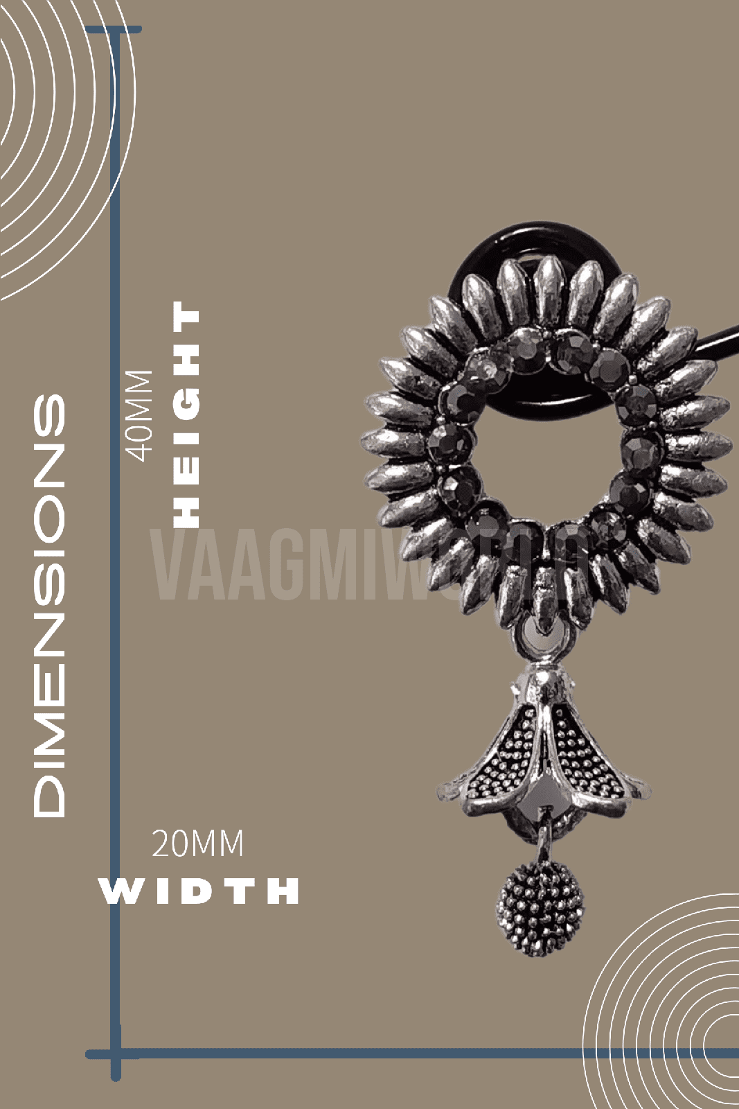 Vaagmi World ANVI Silver Oxidized Jhumki