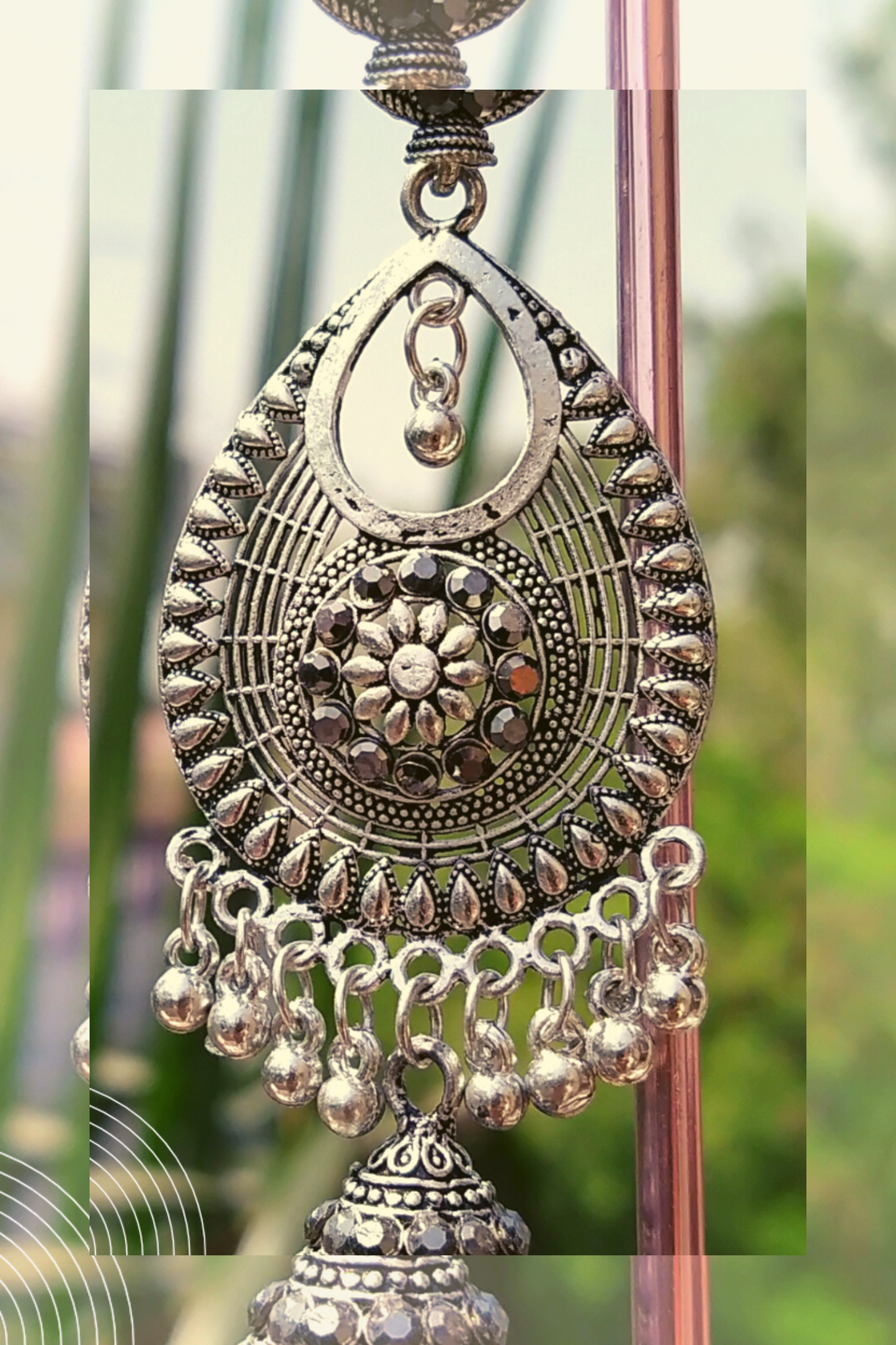 DHRITI Silver Oxidized Jhumka