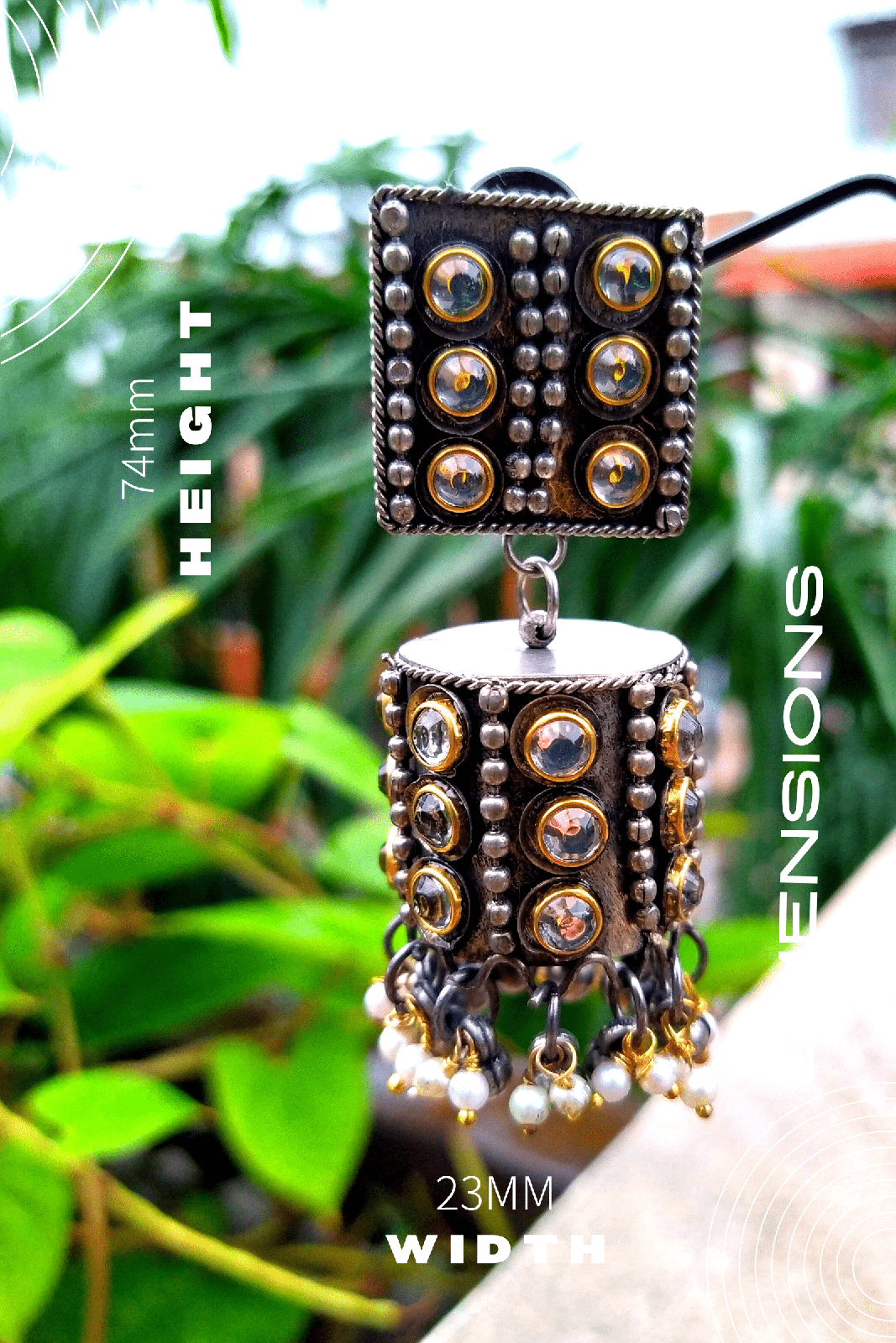 HAMSA Silver Oxidized Jhumka
