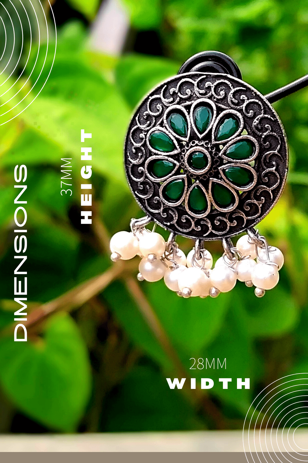 CHAITRA Silver Oxidized Stud