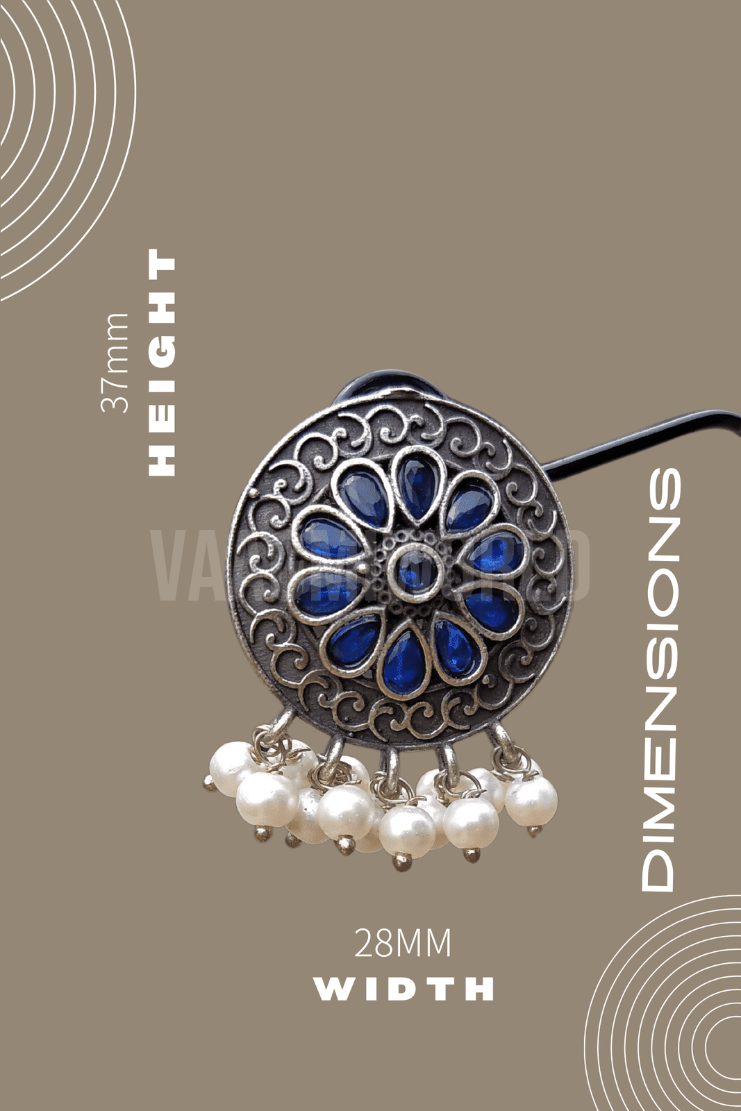 CHAITRAVI Silver Oxidized Stud