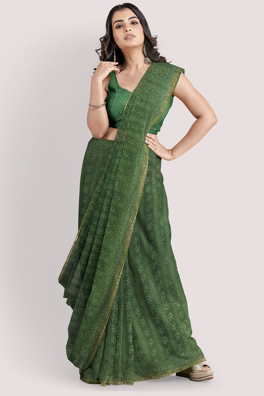 Handblock Printed Kota Doria Saree Vaagmi World