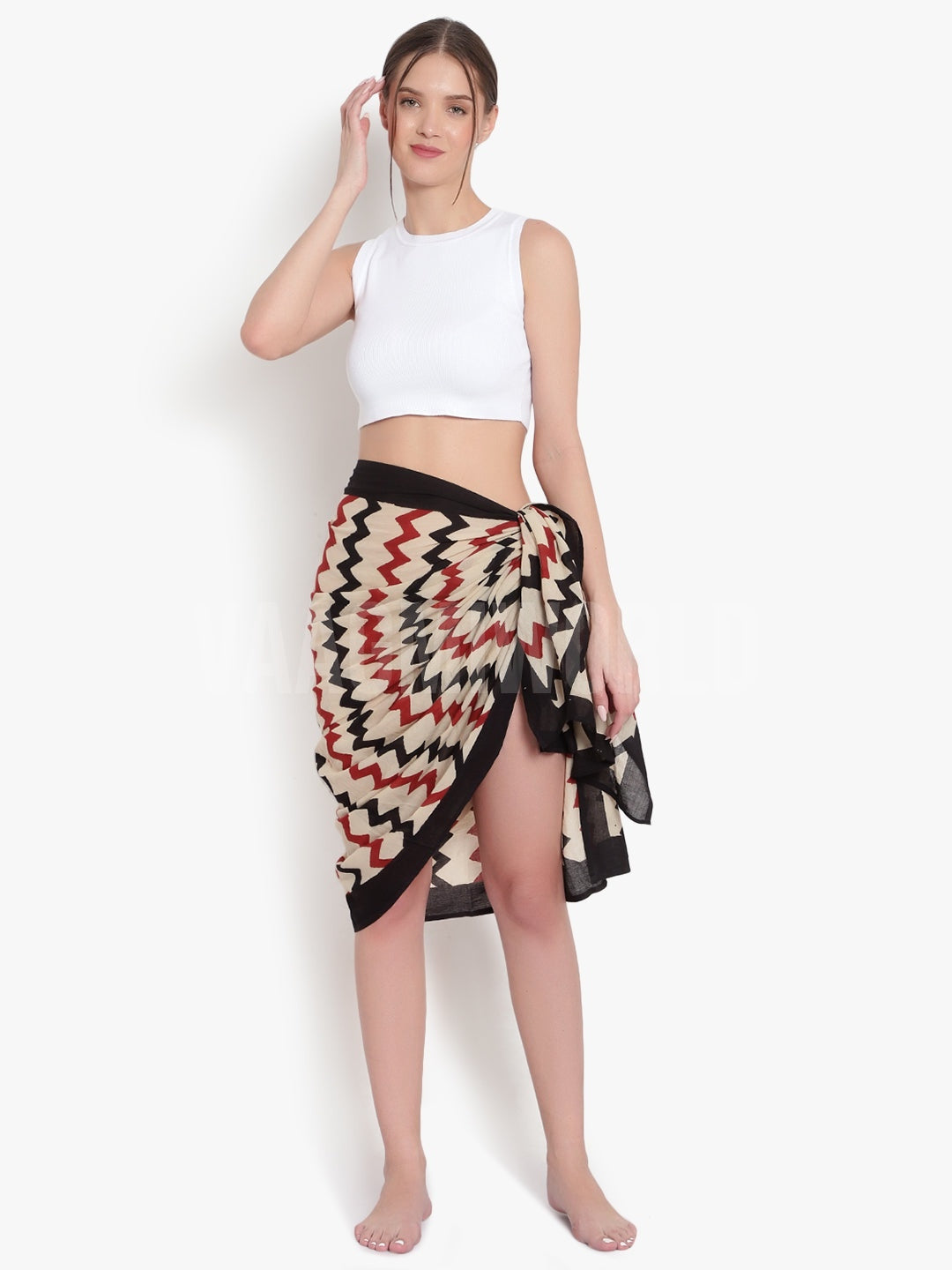 Narmada Wave Hand Blockprint Sarong