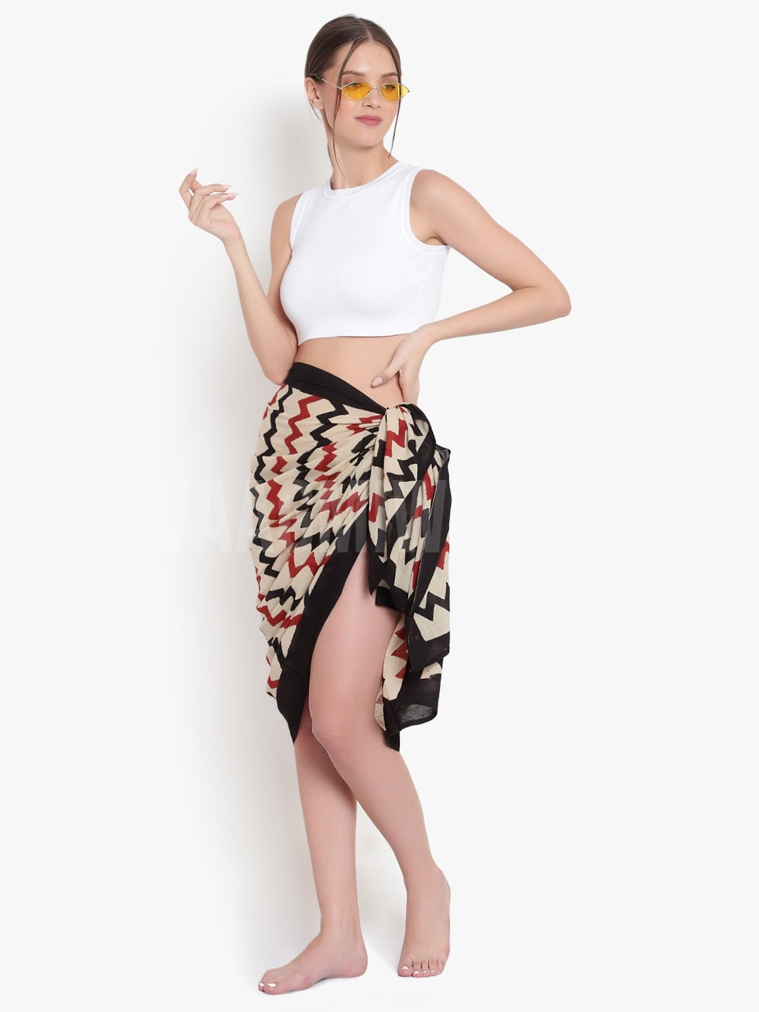 Narmada Wave Hand Blockprint Sarong