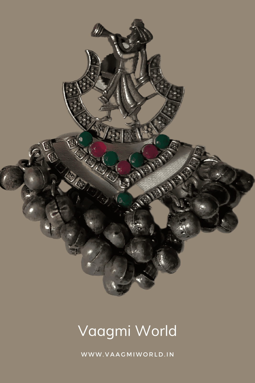 Idika Silver Oxidized Jhumka