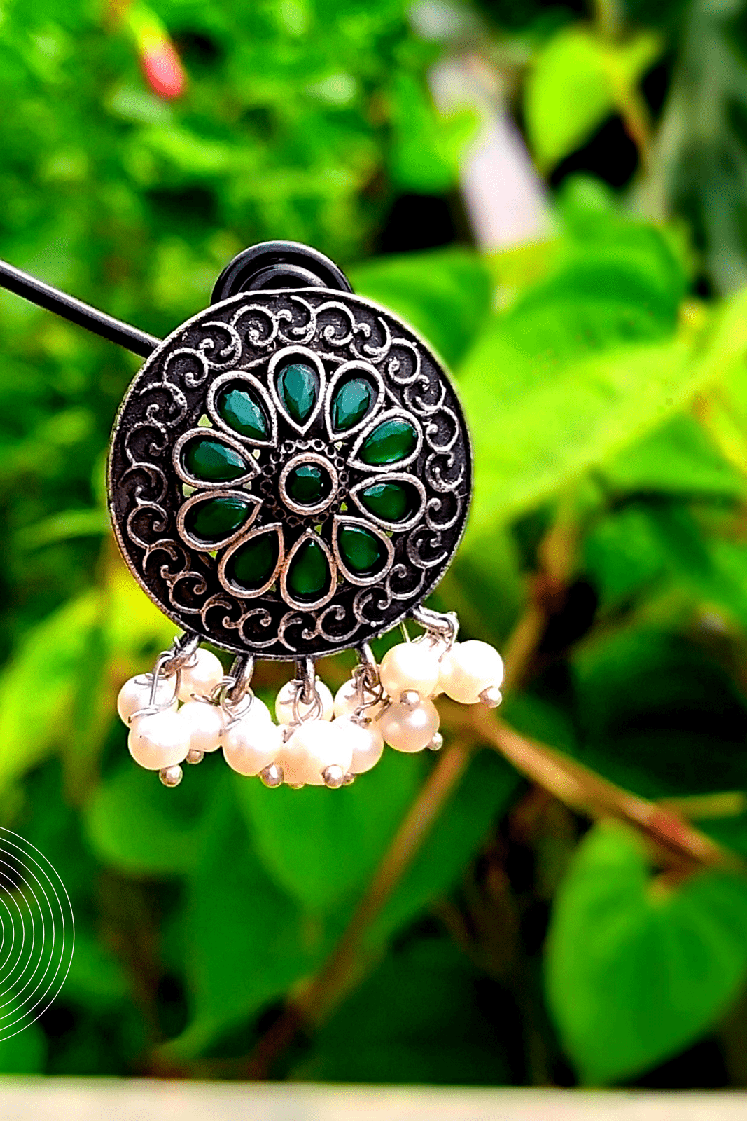 CHAITRA Silver Oxidized Stud